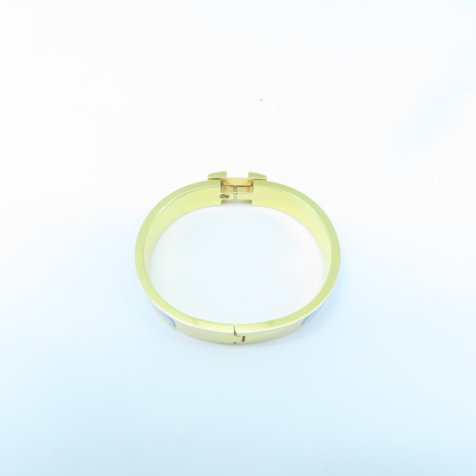 HERMES metal H Bangle gold buckle bracelet pink purple