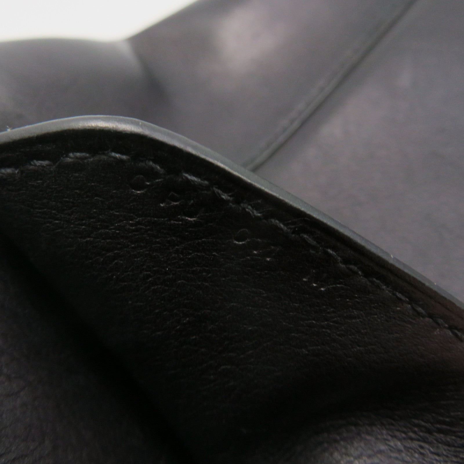 HERMES Cowhide Leather Shoulder Bag Black