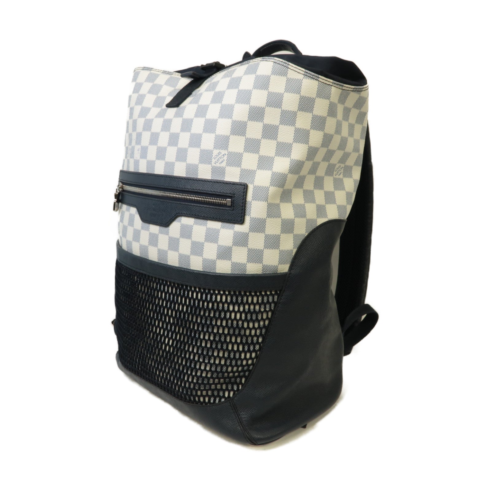 LOUIS VUITTON Damier Coast Matchpoint Backpack銀扣背包白色/深藍色
