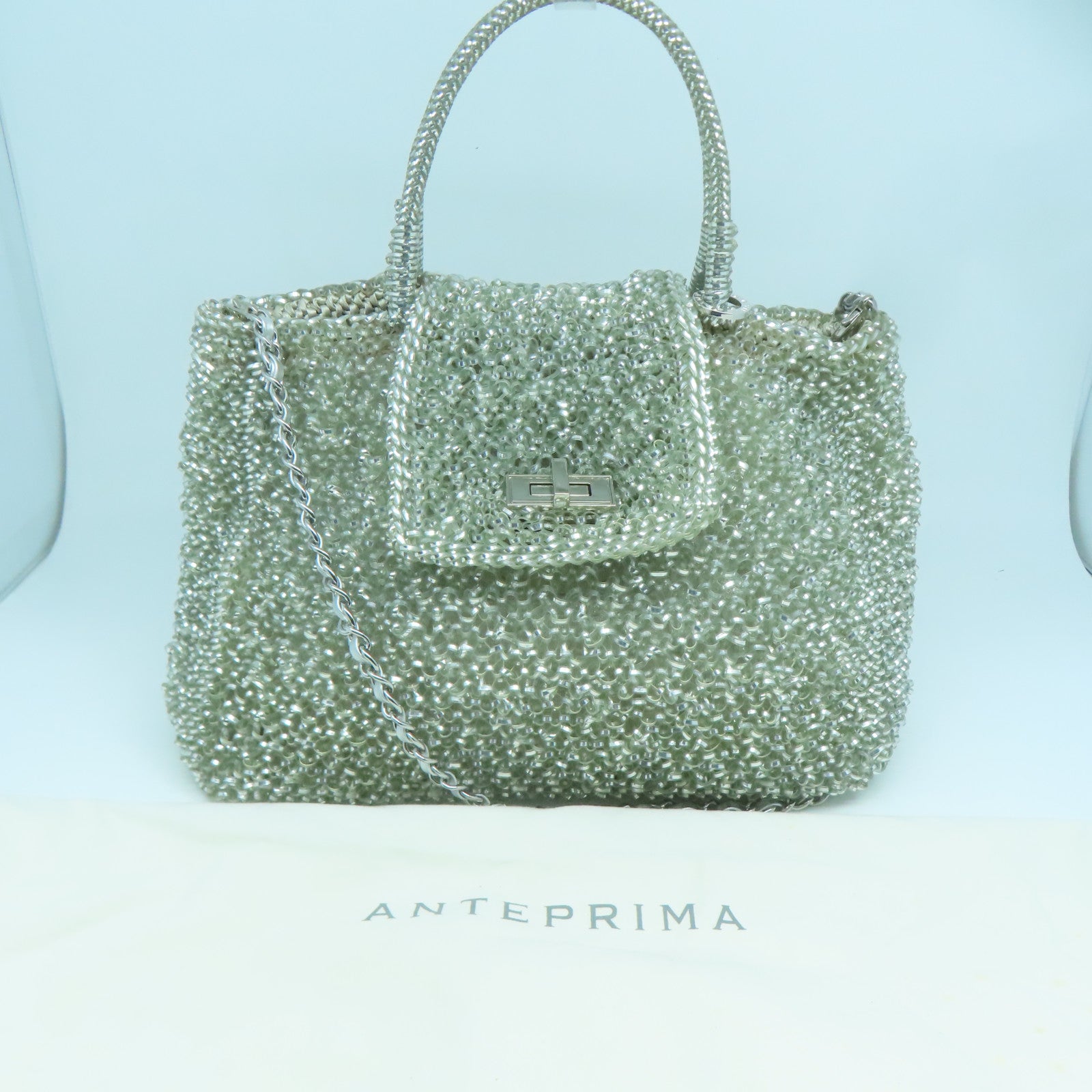 ANTEPRIMA PVC 2 Way Shoulder Bag銀扣手挽肩背兩用袋銀色