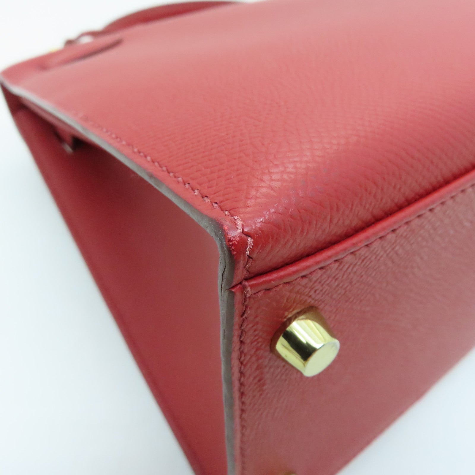 HERMES Veau Epsom皮革Kelly 32金扣手挽肩背两用袋红色
