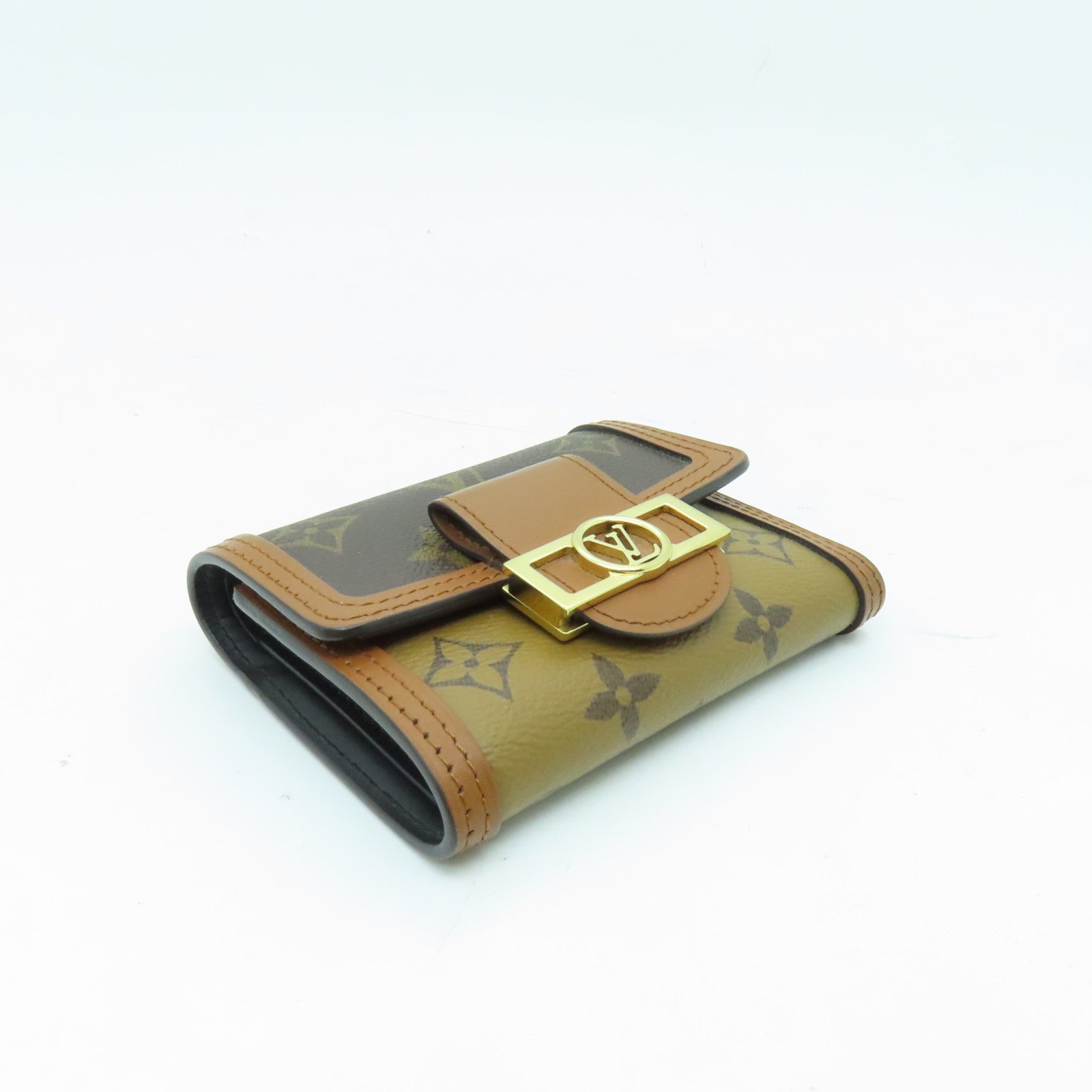 LOUIS VUITTON Monogram Dauphine Compact Wallet金扣錢包棕色