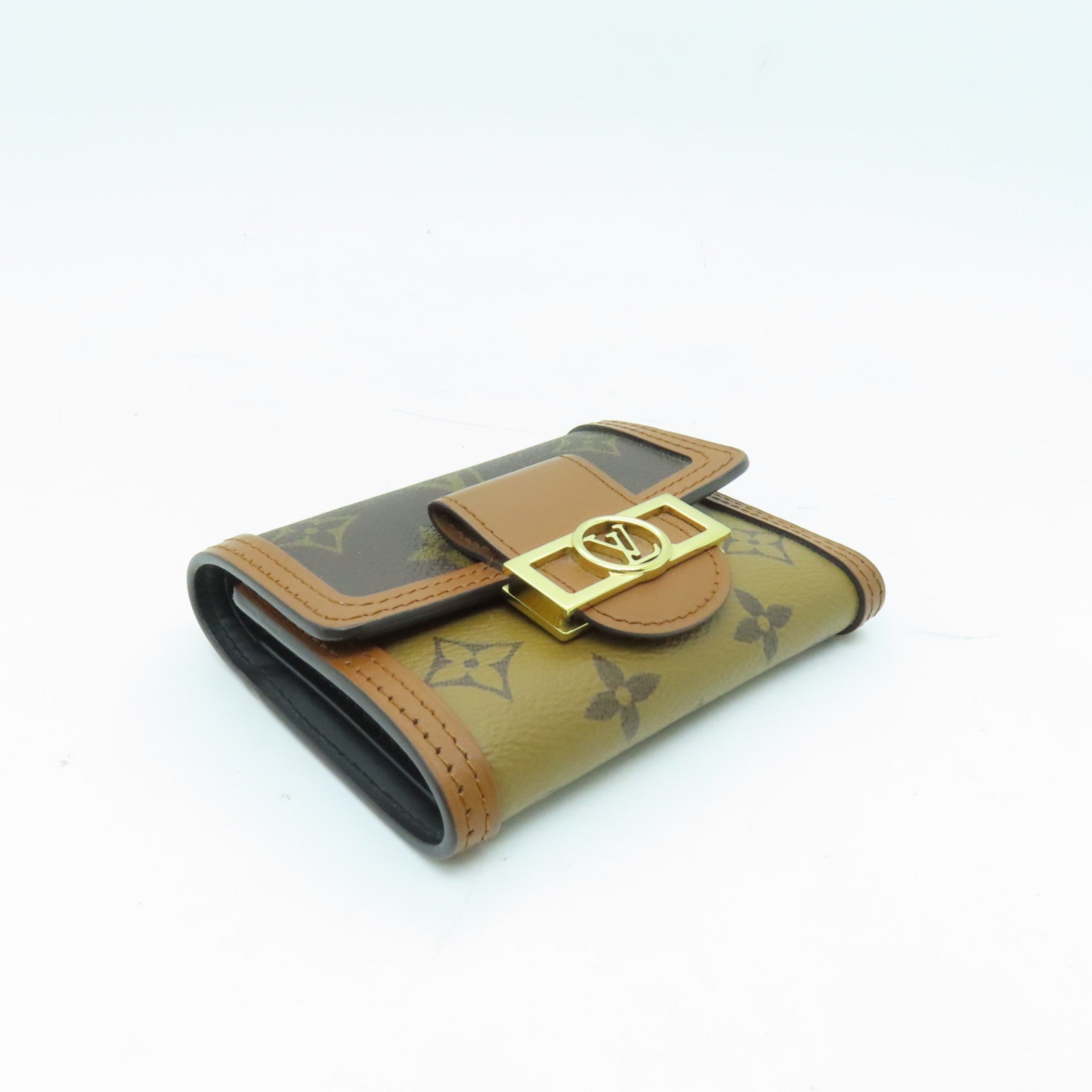 LOUIS VUITTON Monogram Dauphine Compact Wallet金扣钱包棕色– Brand