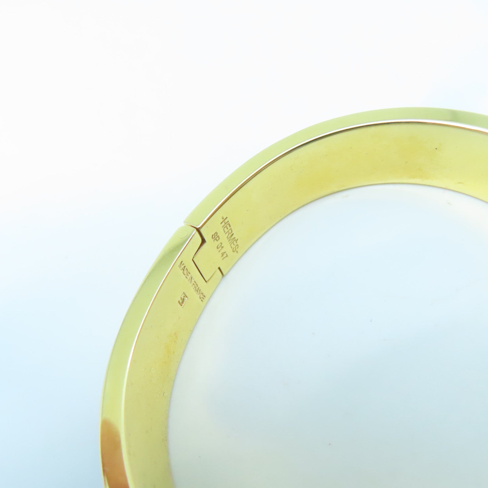 HERMES metal H Bangle gold buckle bracelet pink purple