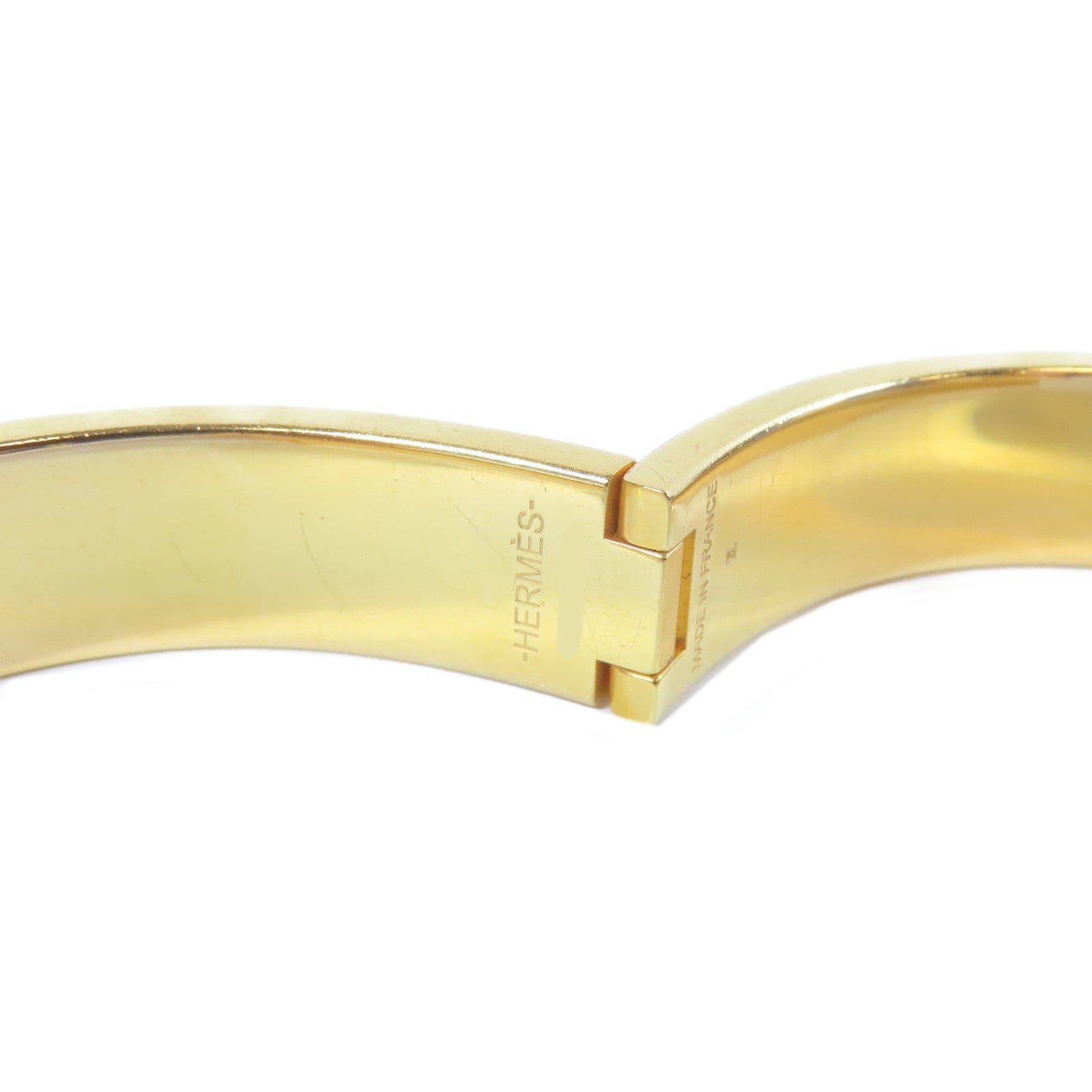 HERMES 金屬Clic H Bracelet手鐲金色/黑色#16cm