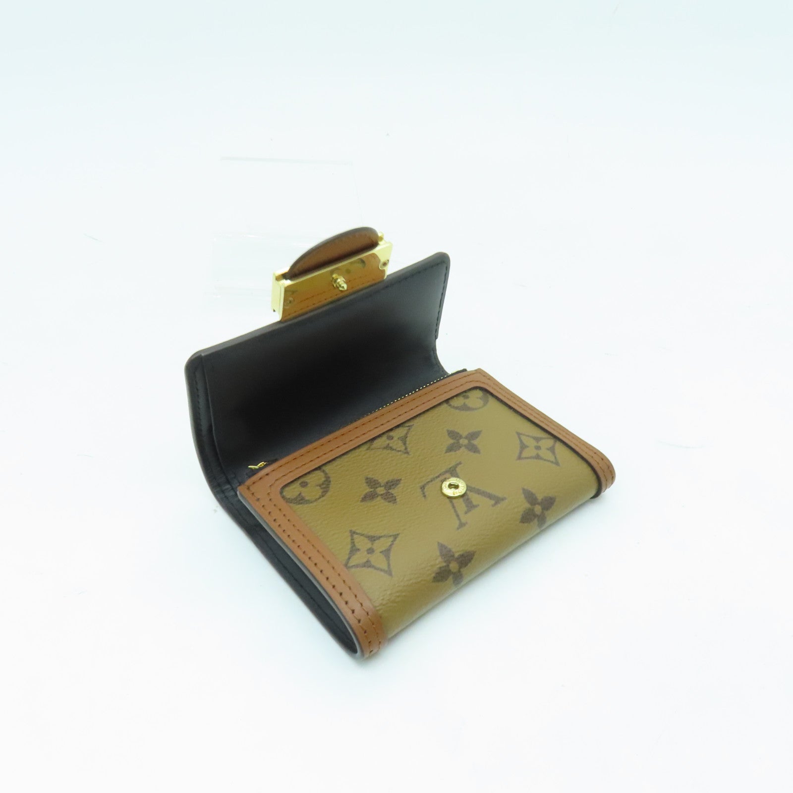 LOUIS VUITTON Monogram Dauphine Compact Wallet金扣錢包棕色