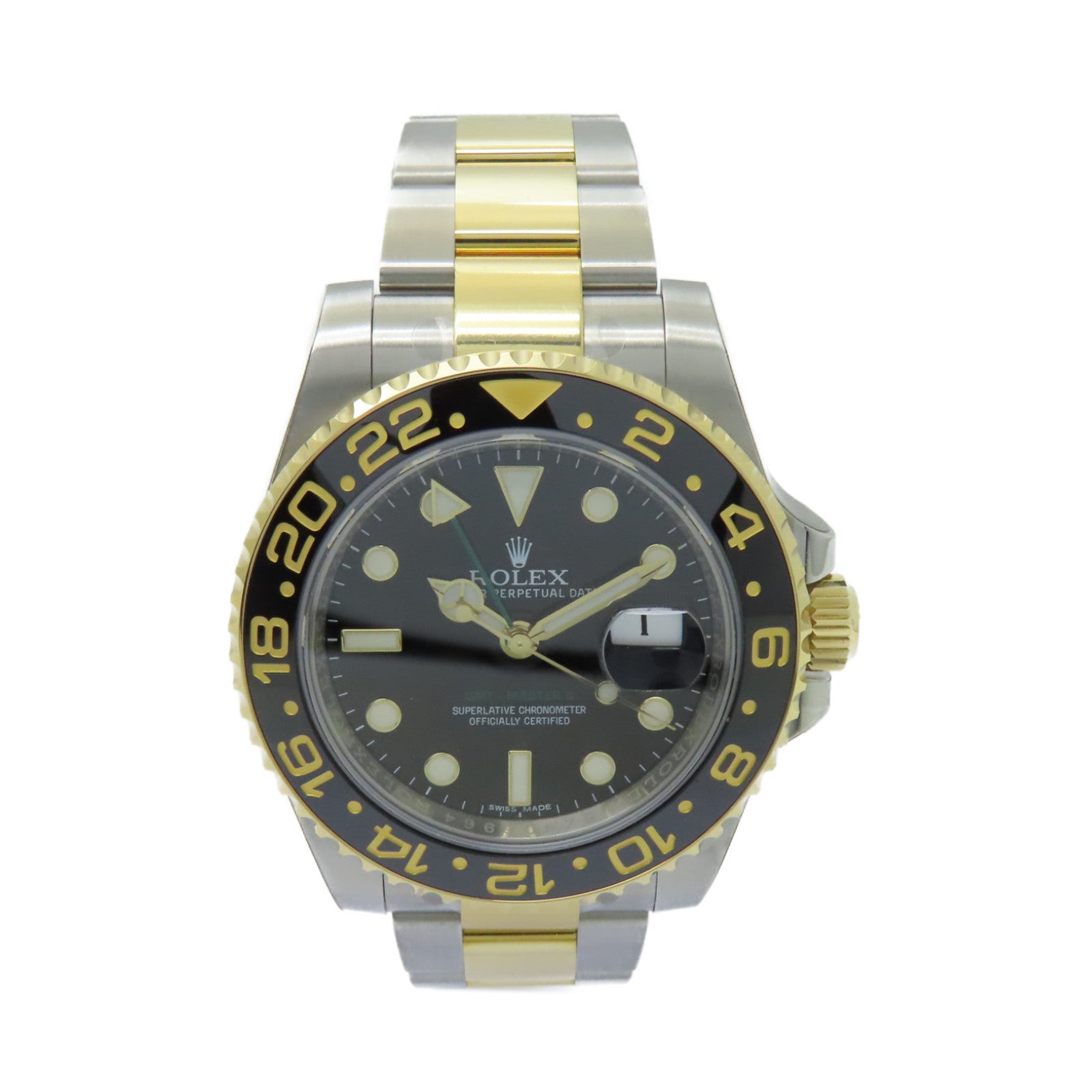 ROLEX GMT MasterⅡ18K黃金/不鏽鋼手錶自動機芯黑色