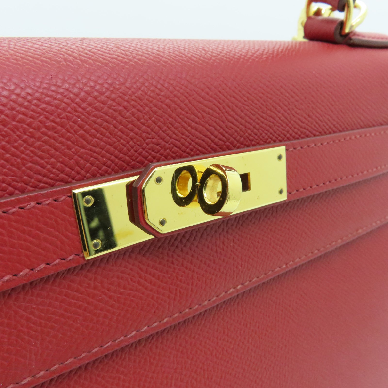 HERMES Veau Epsom皮革Kelly 32金扣手挽肩背两用袋红色