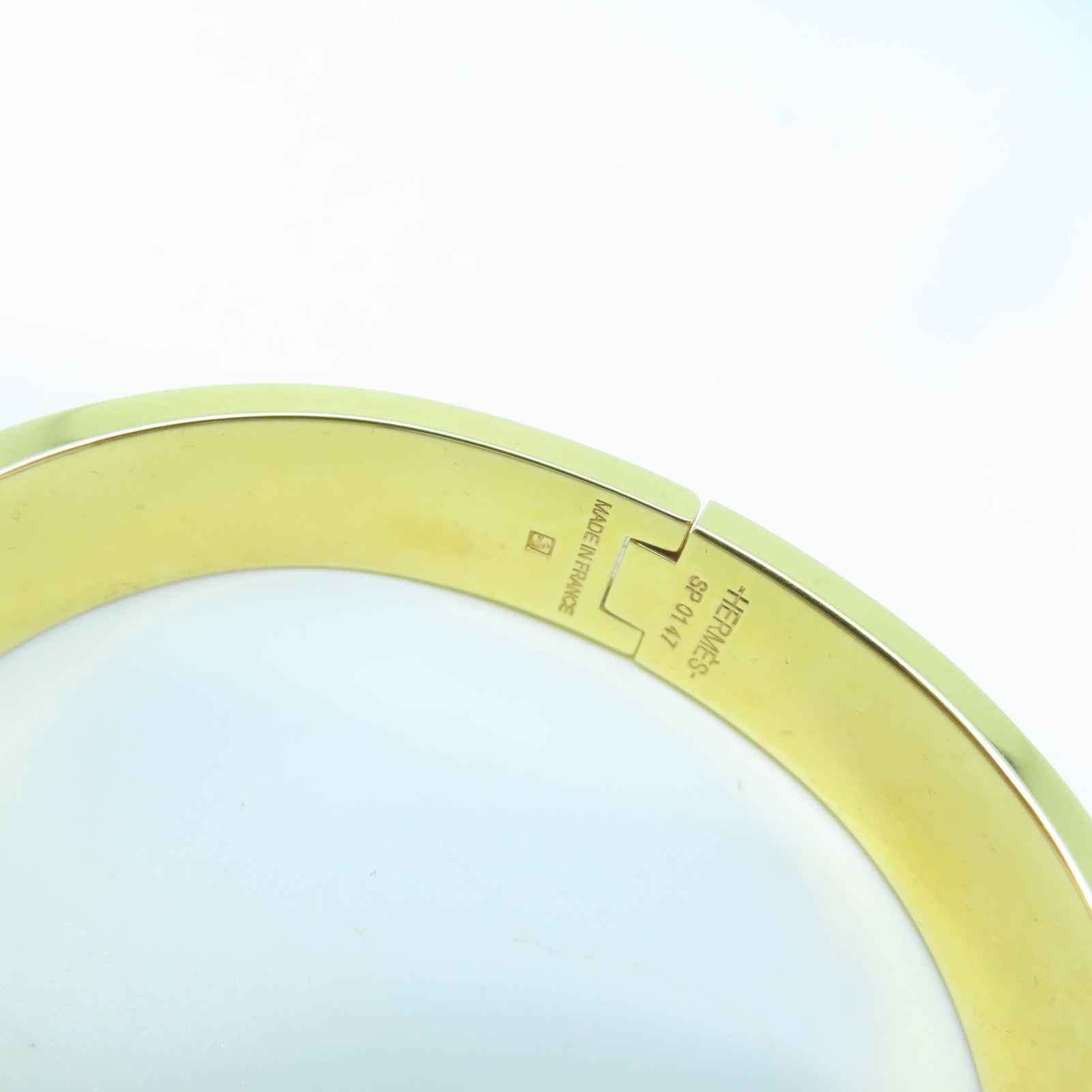 HERMES metal H Bangle gold buckle bracelet pink purple