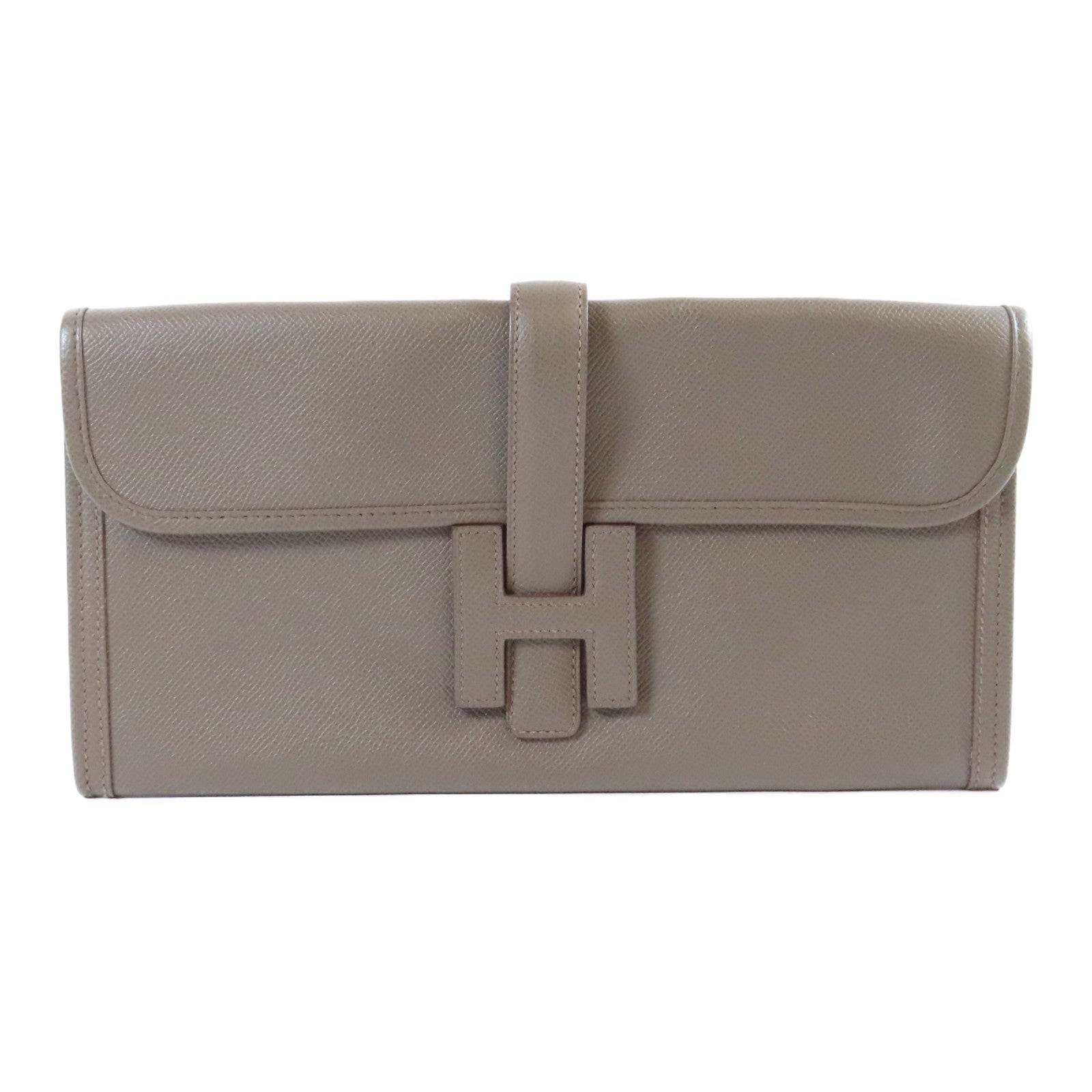 HERMES Epsom皮革Jije Elan手拿包Etain錫器灰色