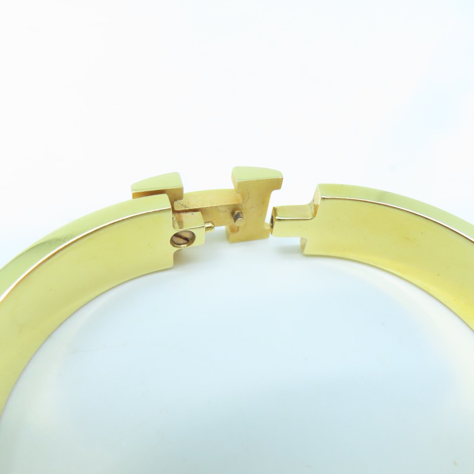 HERMES metal H Bangle gold buckle bracelet pink purple