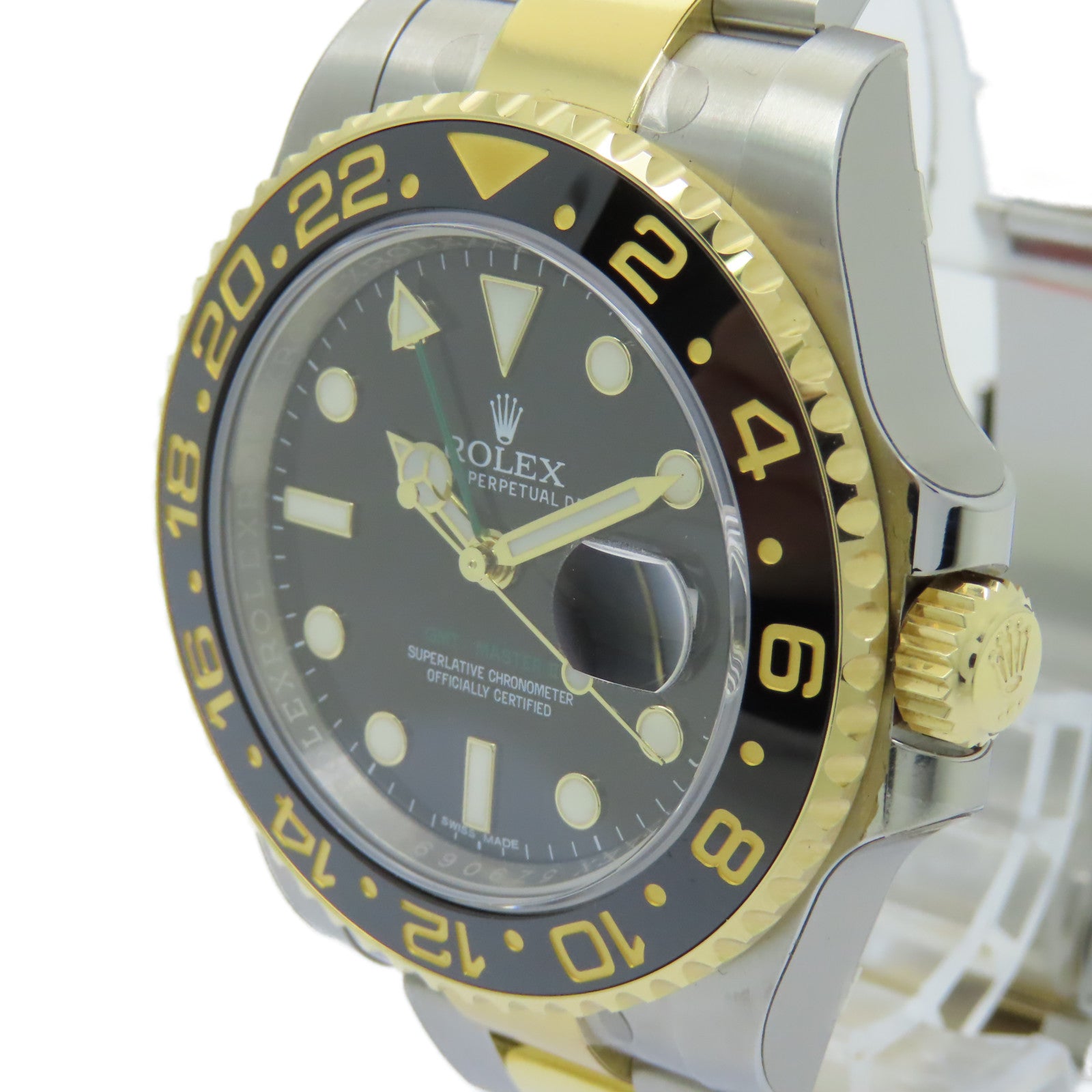ROLEX GMT MasterⅡ18K黃金/不鏽鋼手錶自動機芯黑色