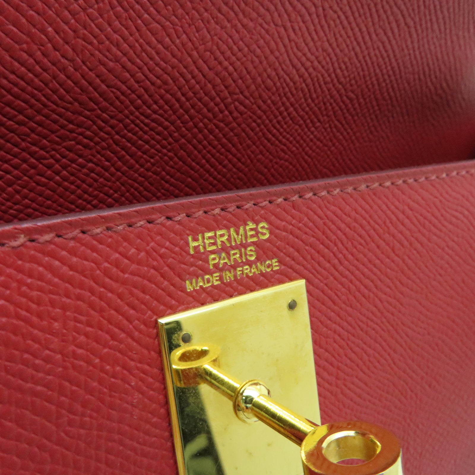 HERMES Veau Epsom皮革Kelly 32金扣手挽肩背两用袋红色