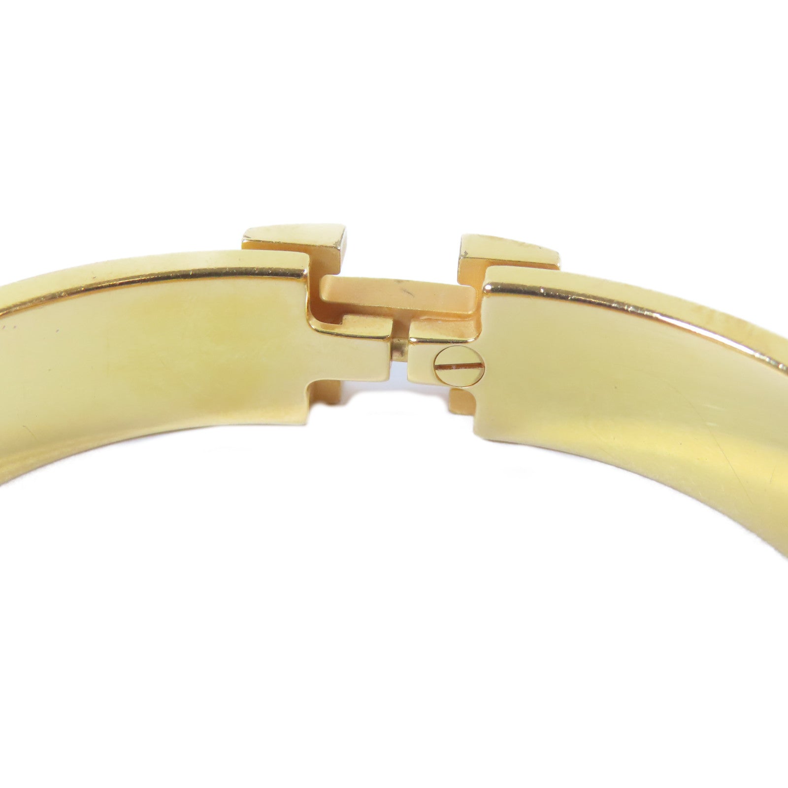 HERMES 金屬Clic H Bracelet手鐲金色/黑色#16cm