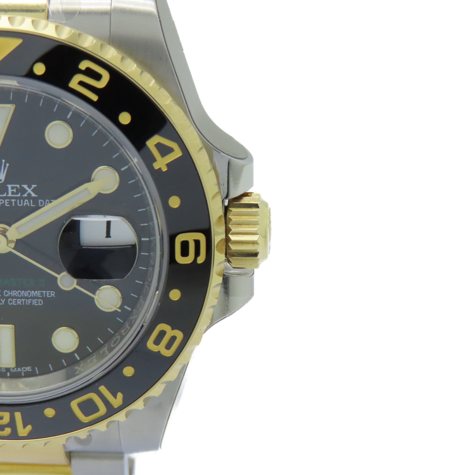 ROLEX GMT MasterⅡ18K黃金/不鏽鋼手錶自動機芯黑色