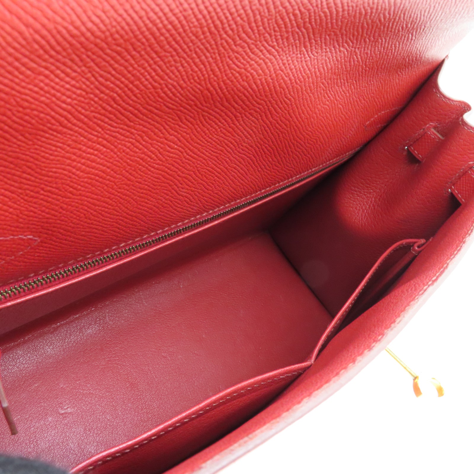 HERMES Veau Epsom皮革Kelly 32金扣手挽肩背两用袋红色