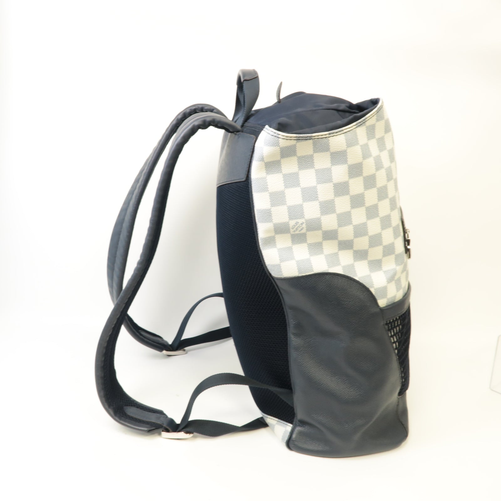 LOUIS VUITTON Damier Coast Matchpoint Backpack銀扣背包白色/深藍色