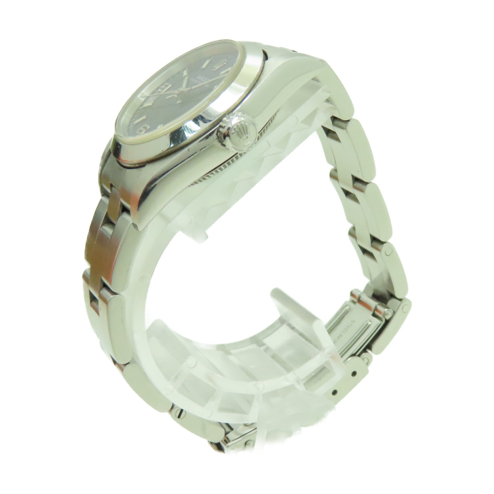 ROLEX 不鏽鋼Oyster Perpetual手錶銀色/藍色#13.25cm