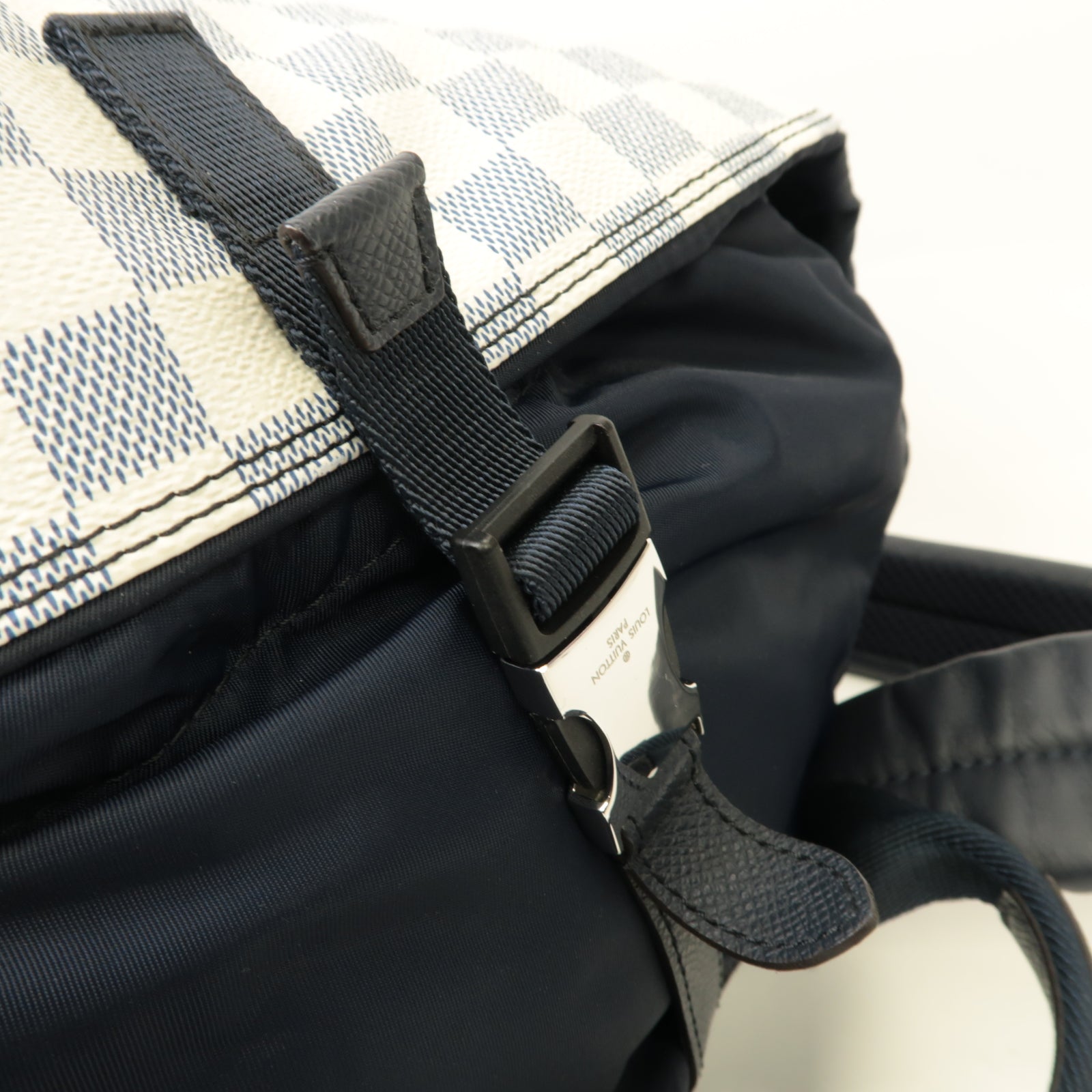 LOUIS VUITTON Damier Coast Matchpoint Backpack銀扣背包白色/深藍色