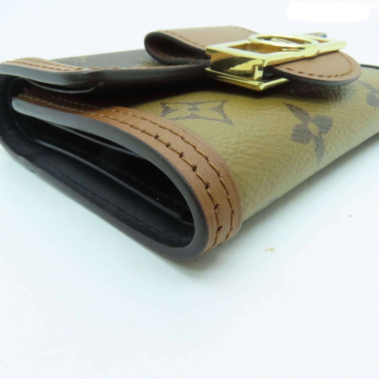 LOUIS VUITTON Monogram Dauphine Compact Wallet金扣錢包棕色