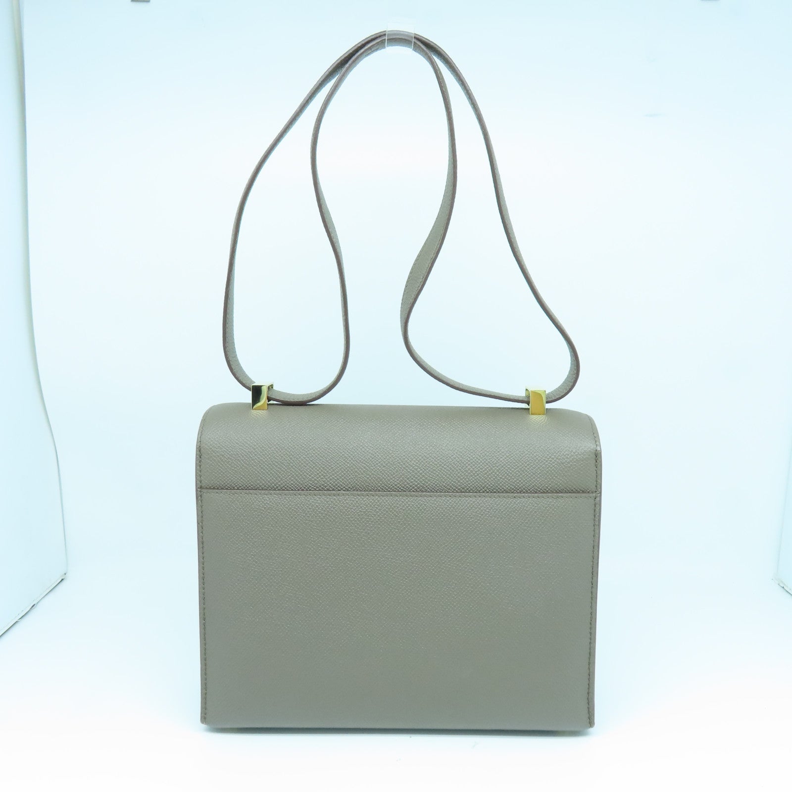 HERMES Veau Epsom皮革Verrou 23金扣肩背袋锡灰色