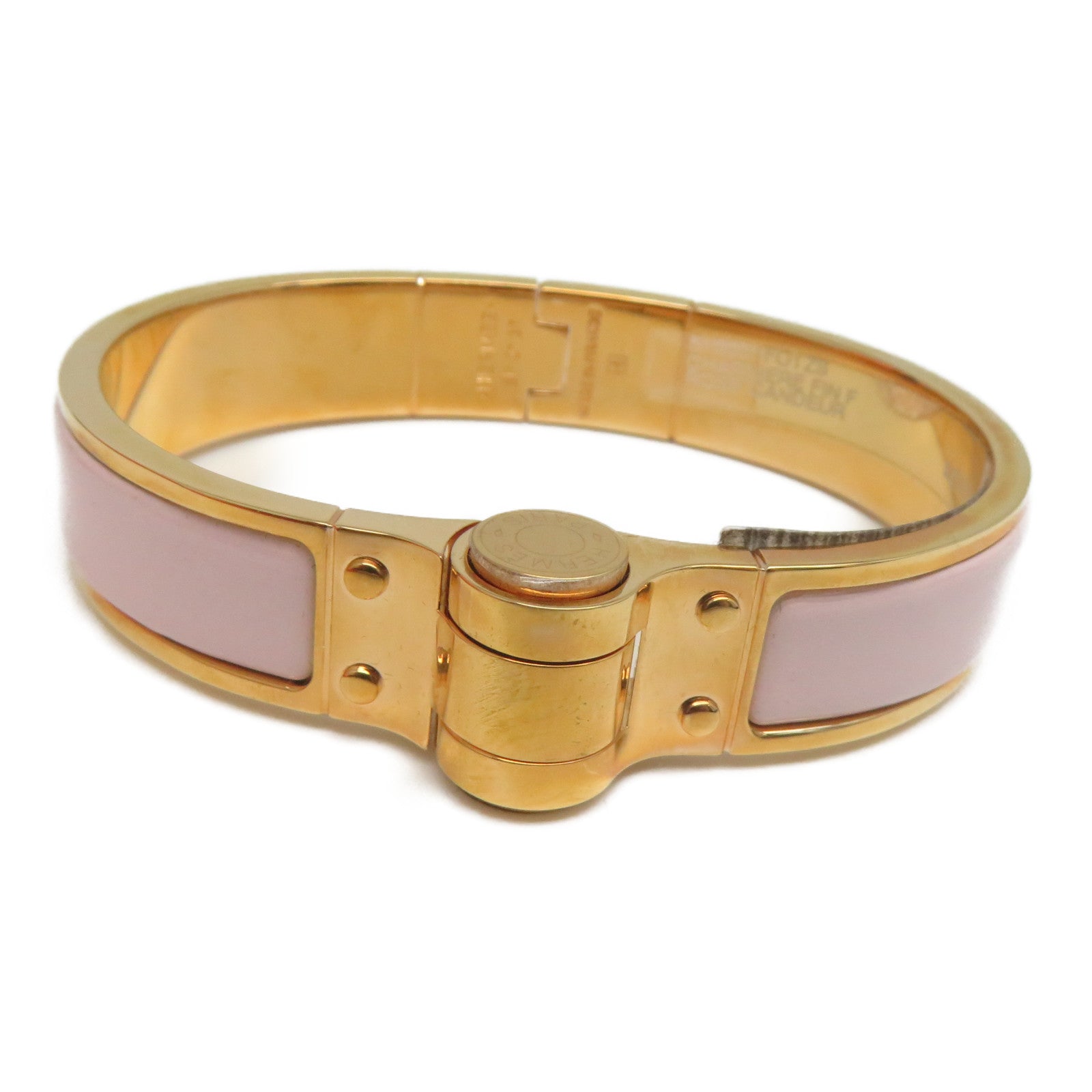 HERMES 金屬Bangle/Bracelet金扣手鐲粉紅色