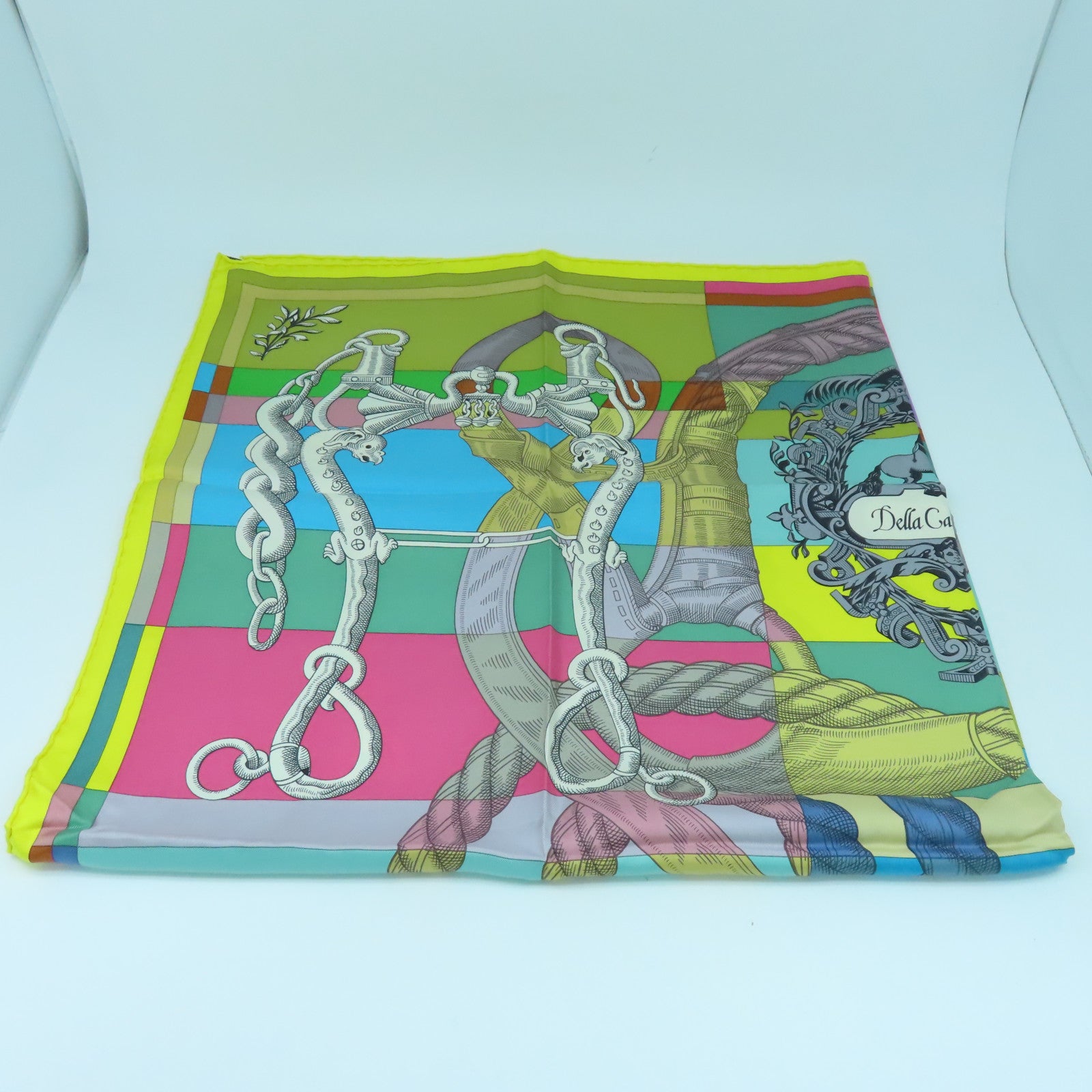 HERMES 絲質Scarf 90x90絲巾黃色/多色