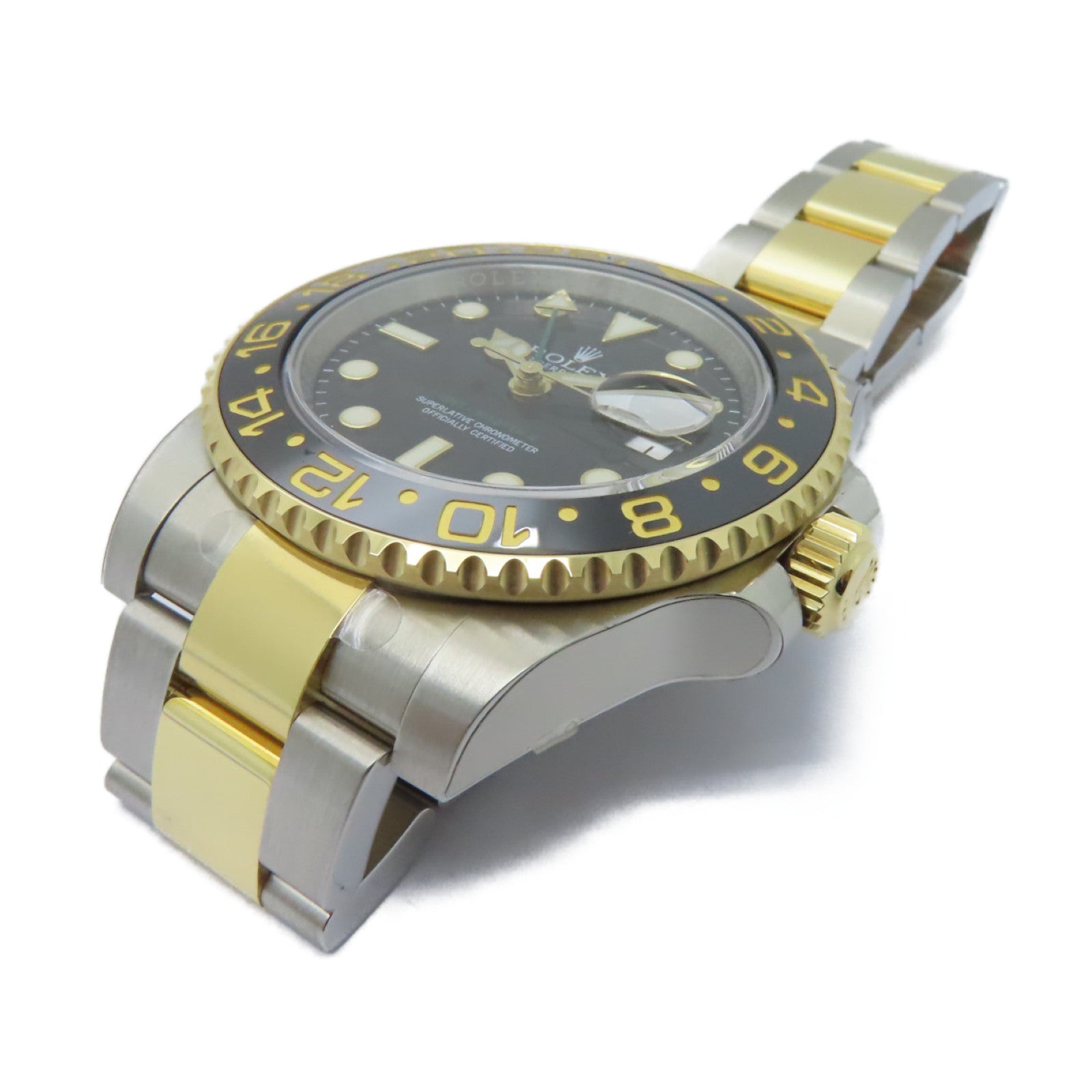 ROLEX GMT MasterⅡ18K黃金/不鏽鋼手錶自動機芯黑色