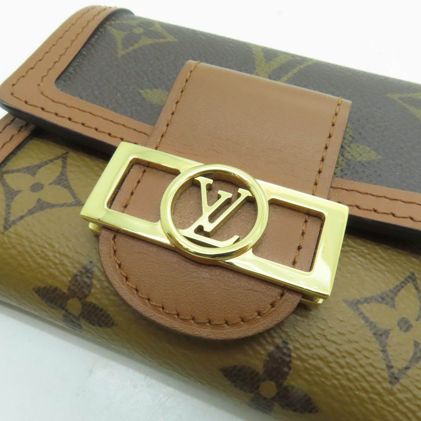 LOUIS VUITTON Monogram Dauphine Compact Wallet金扣錢包棕色