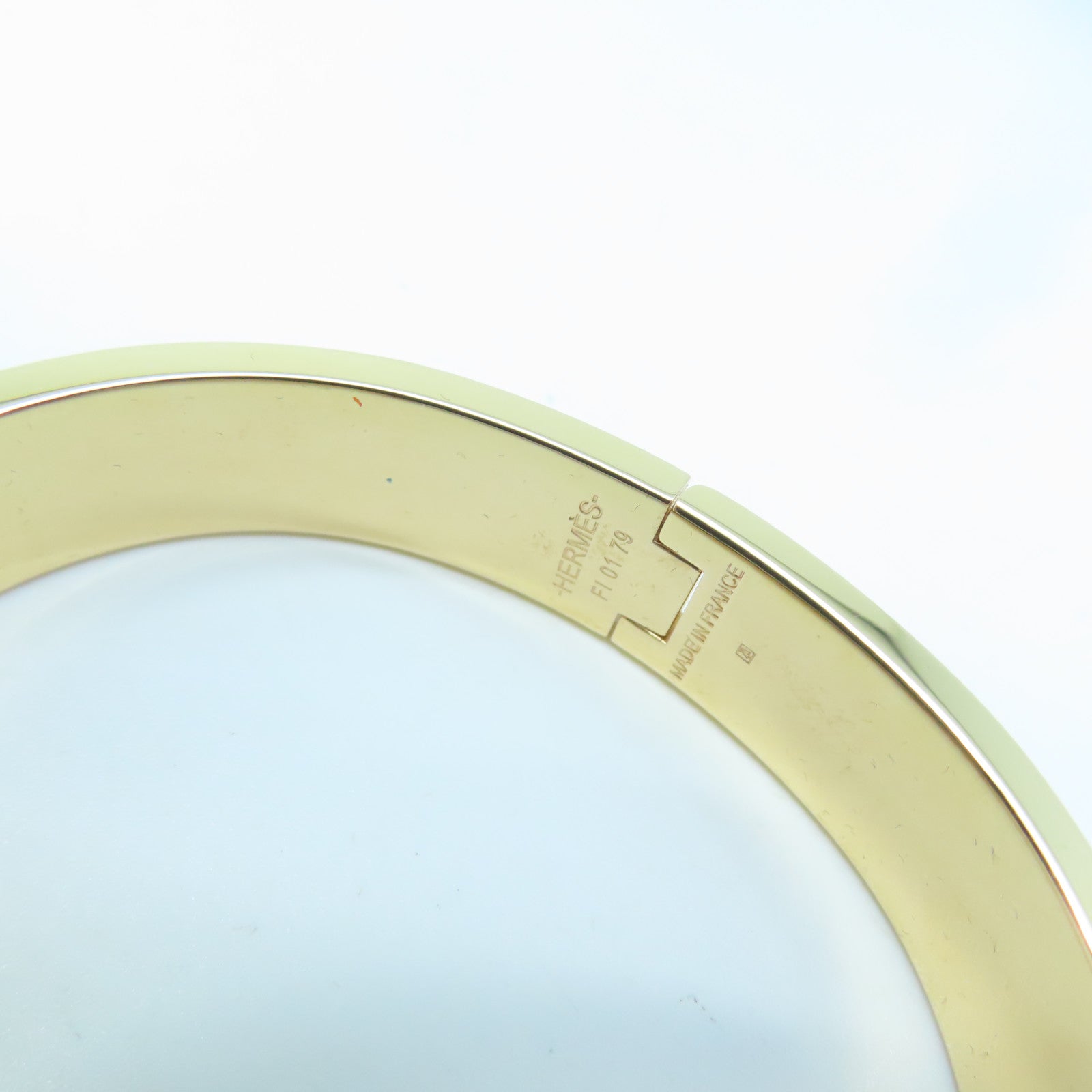 HERMES Metal H Bangle Gold Buckle Bracelet Pink