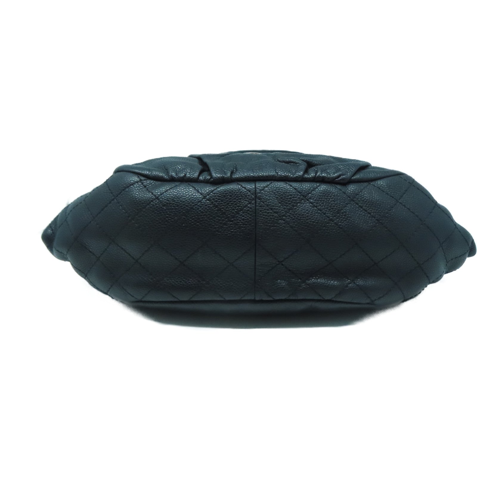 CHANEL 菱格Caviar皮革Chain Shoulder銀扣手挽肩背兩用袋黑色