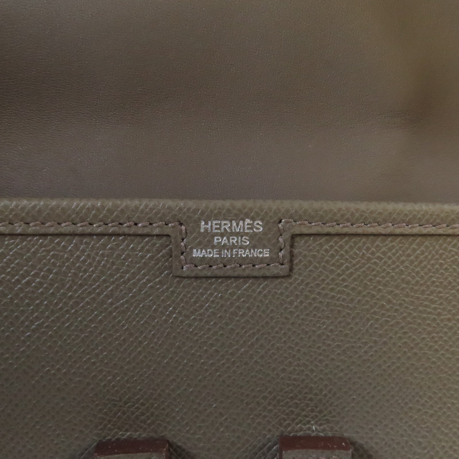 HERMES Epsom皮革Jije Elan手拿包Etain錫器灰色