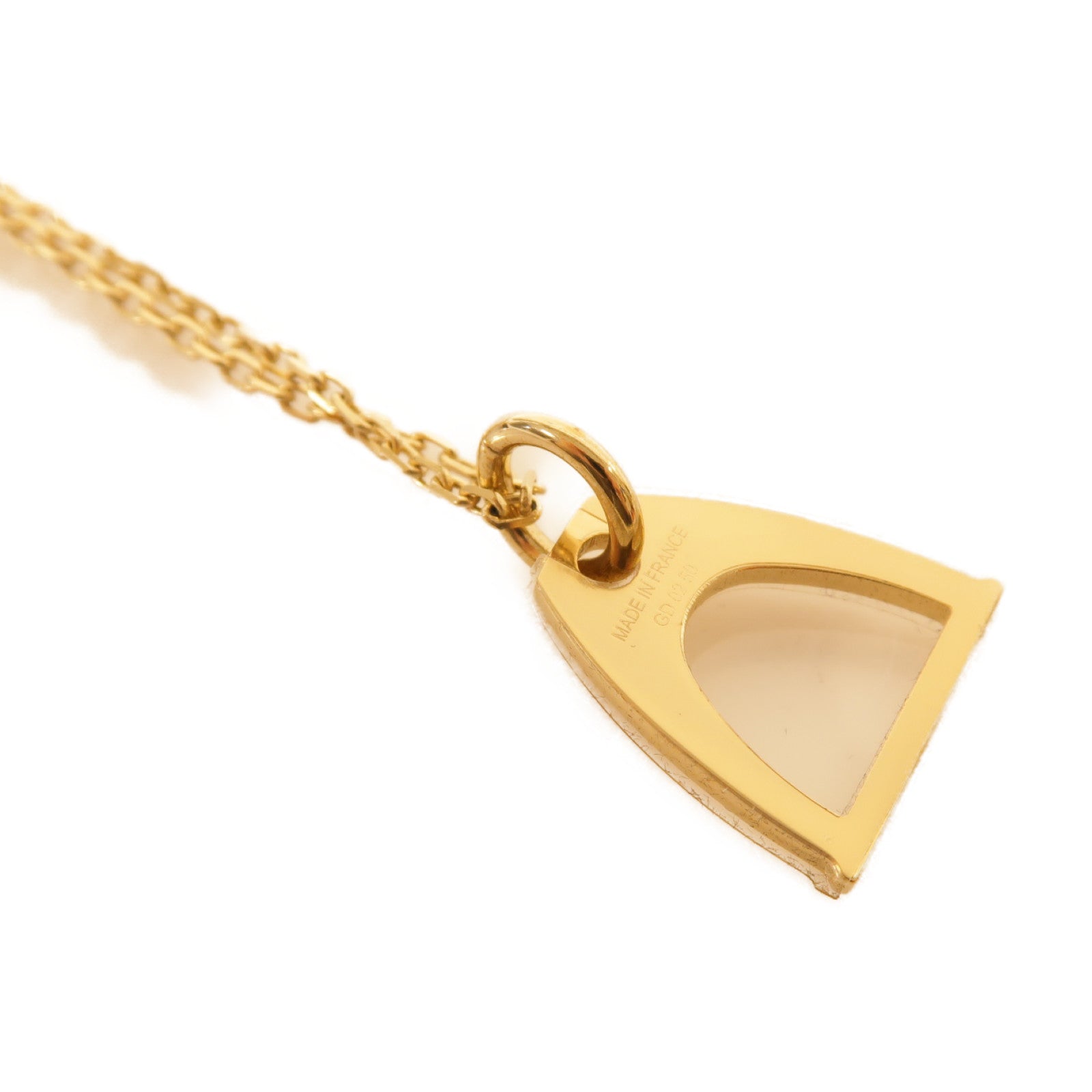 HERMES 牛角/金屬Necklace項鍊啡色/金色