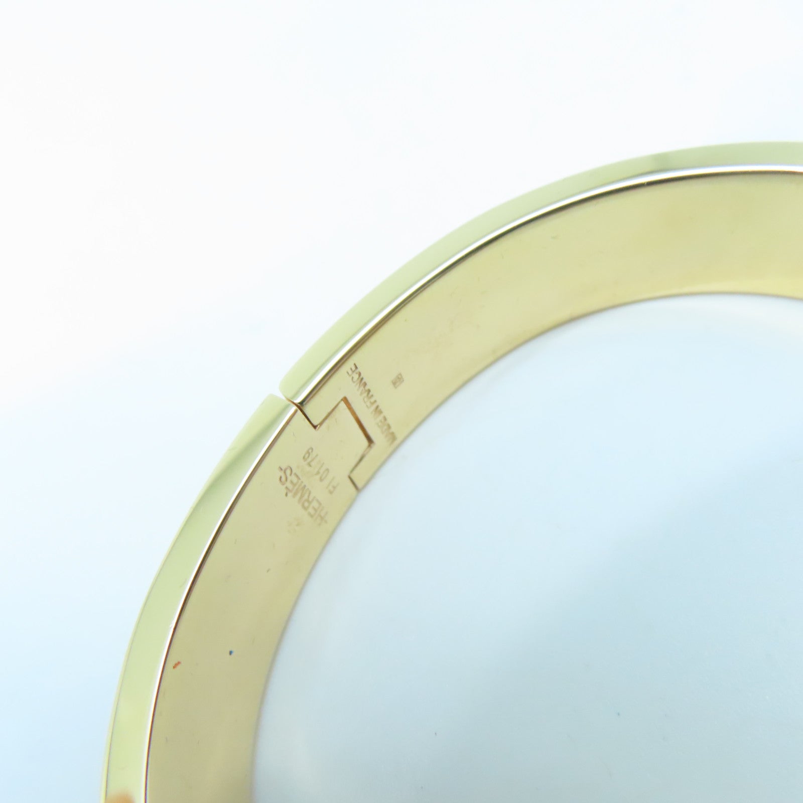 HERMES Metal H Bangle Gold Buckle Bracelet Pink