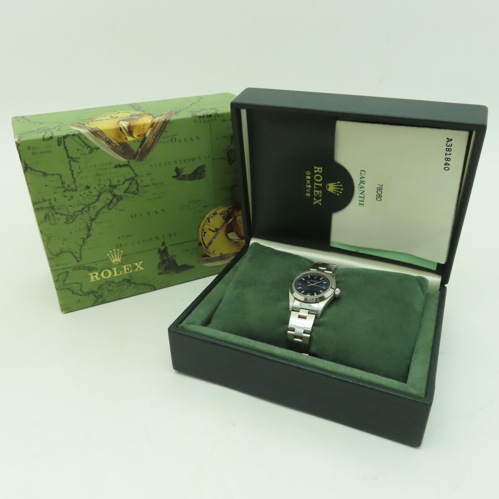 ROLEX 不鏽鋼Oyster Perpetual手錶銀色/藍色#13.25cm