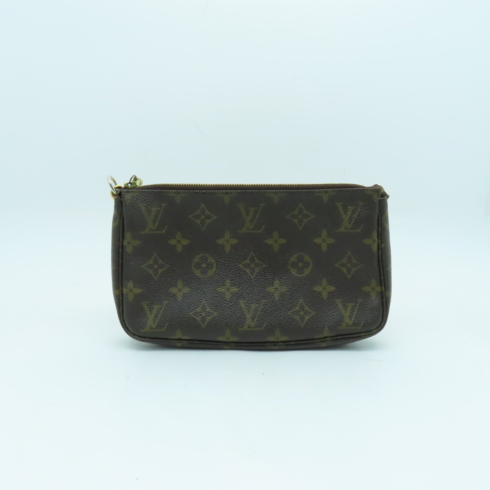 LOUIS VUITTON Monogram Pochette Accessoires金扣肩背袋棕色