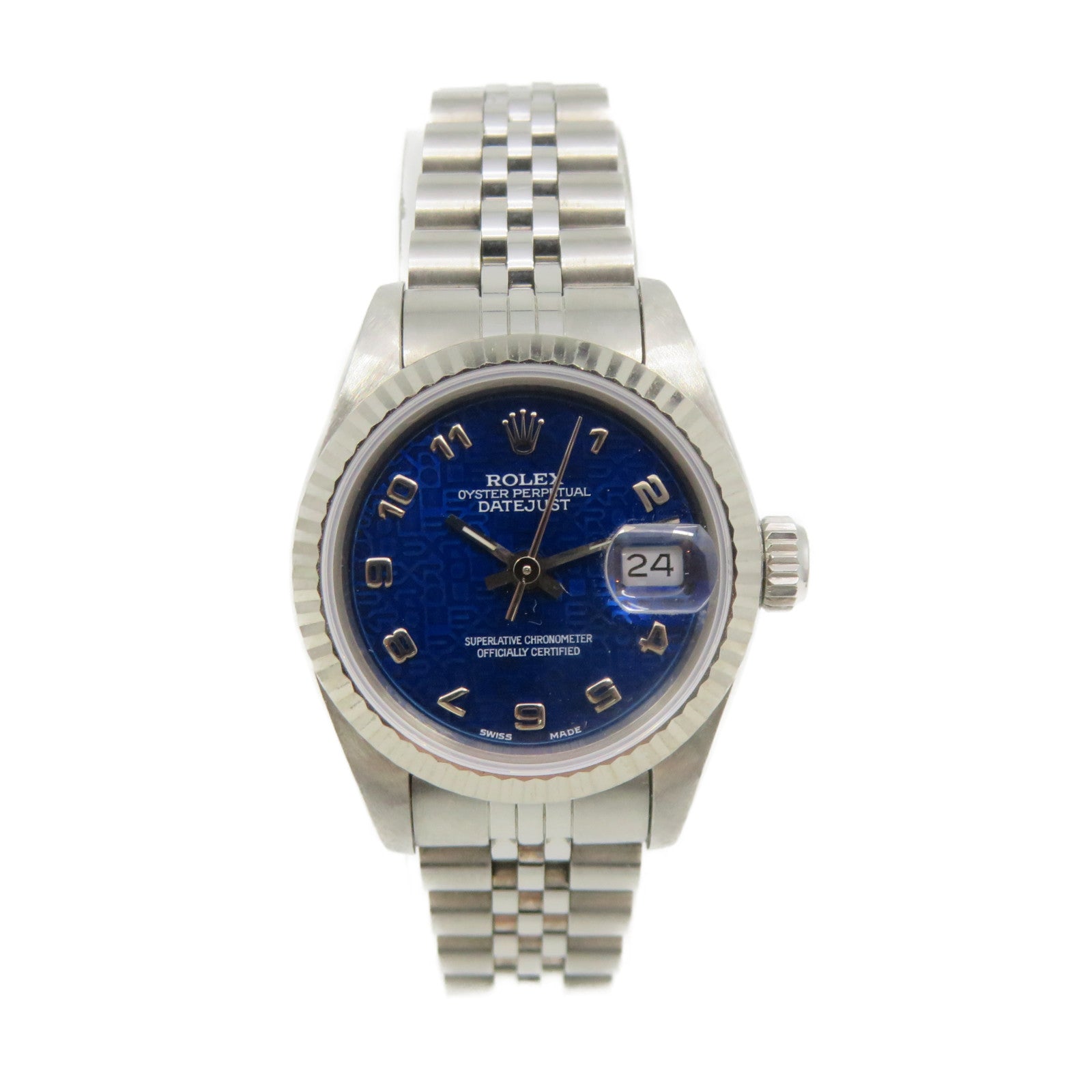 ROLEX 【激减优惠】Datejust 18K白金/不锈钢Watch自动机芯手表宝蓝色