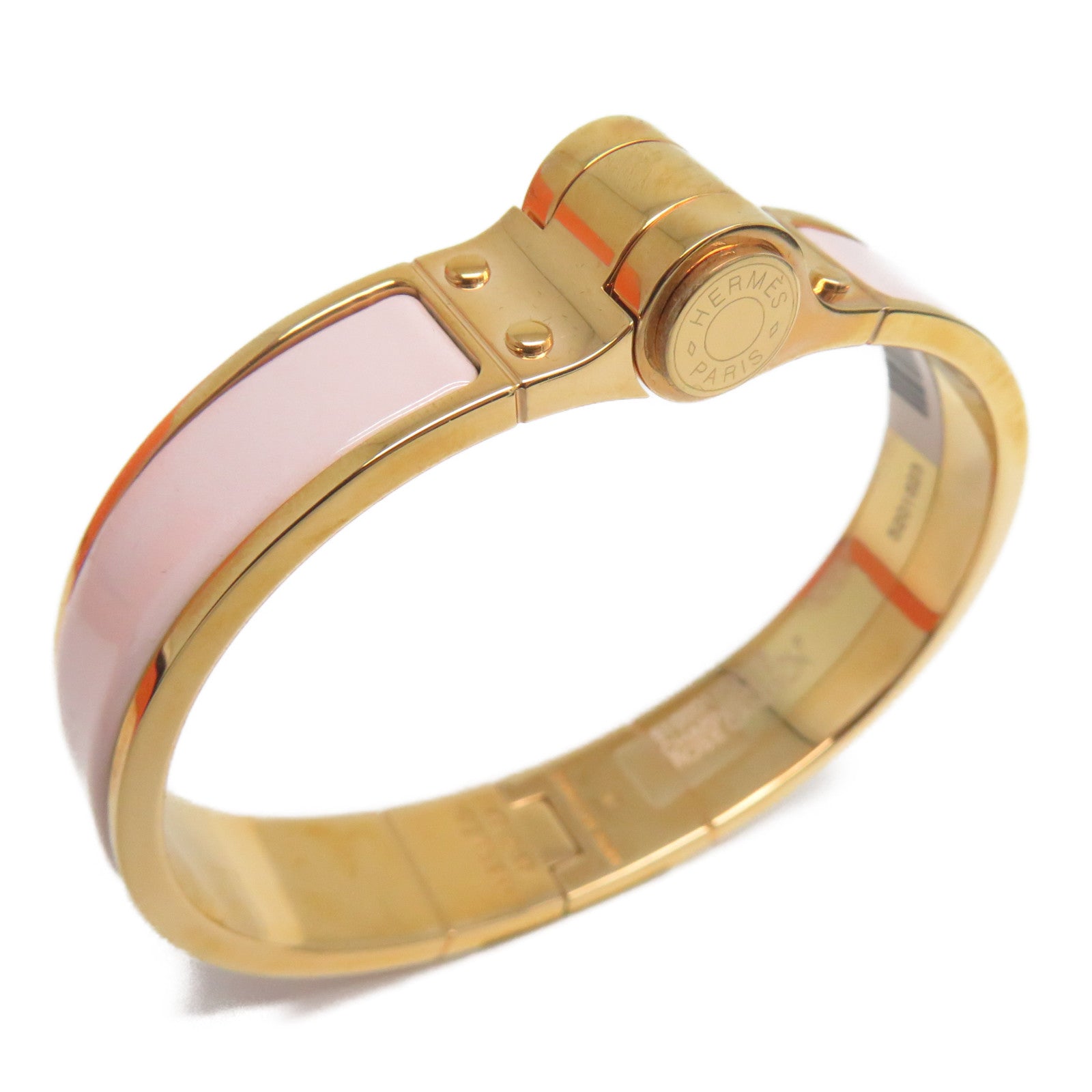 HERMES 金屬Bangle/Bracelet金扣手鐲粉紅色