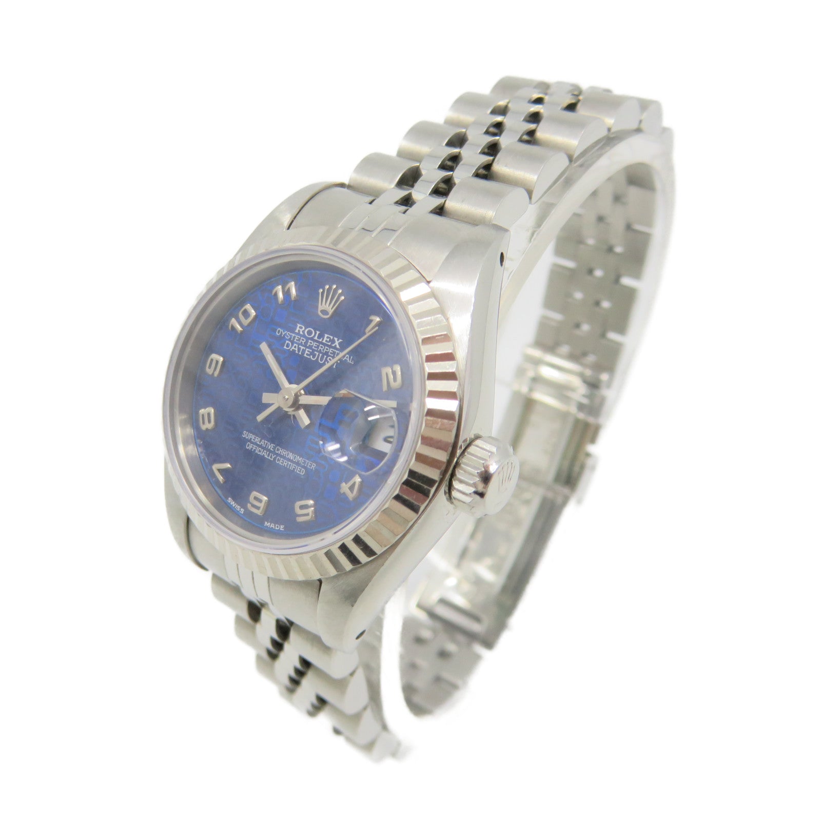 ROLEX 【激减优惠】Datejust 18K白金/不锈钢Watch自动机芯手表宝蓝色