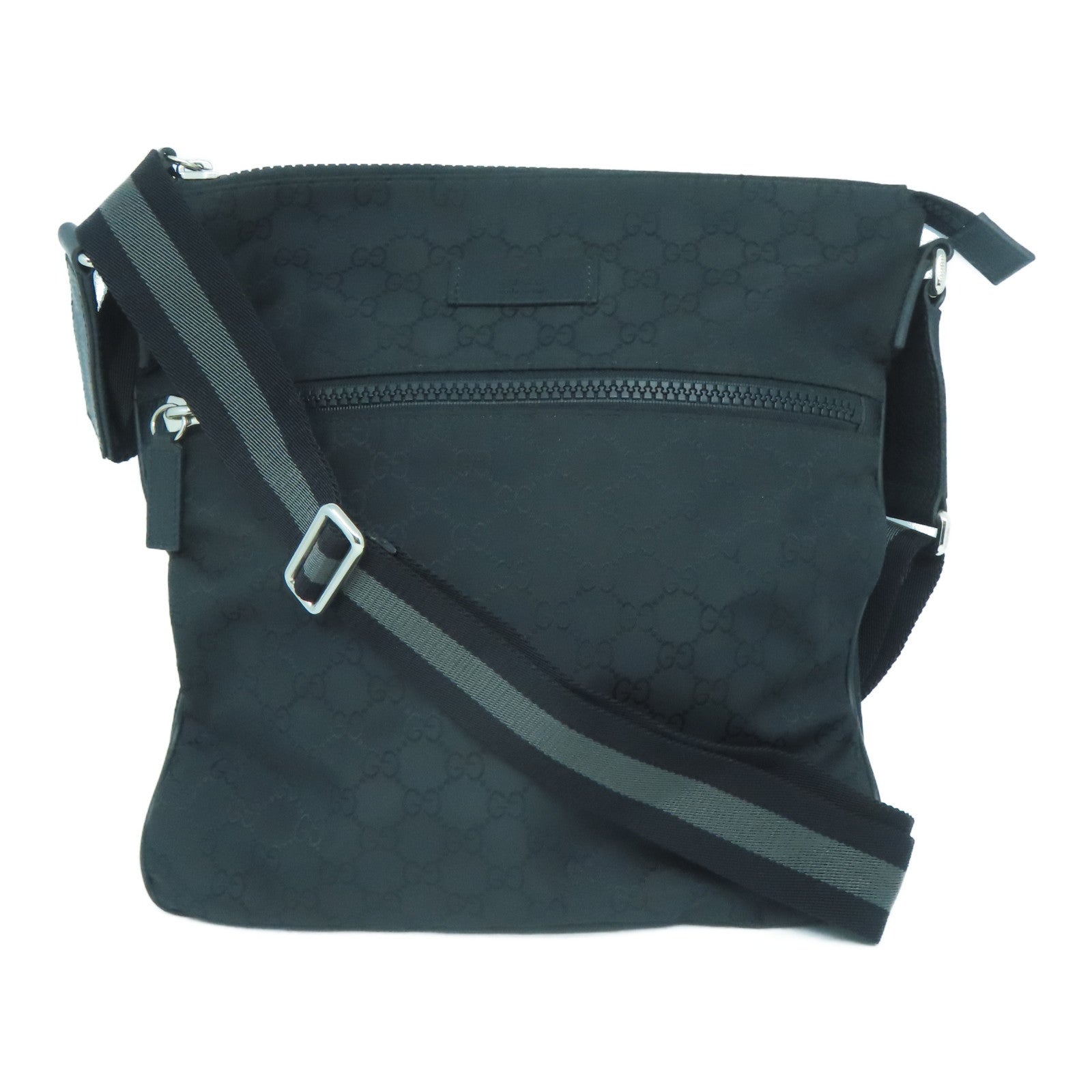 GUCCI 尼龍Shoulder Bag銀扣肩背袋黑色