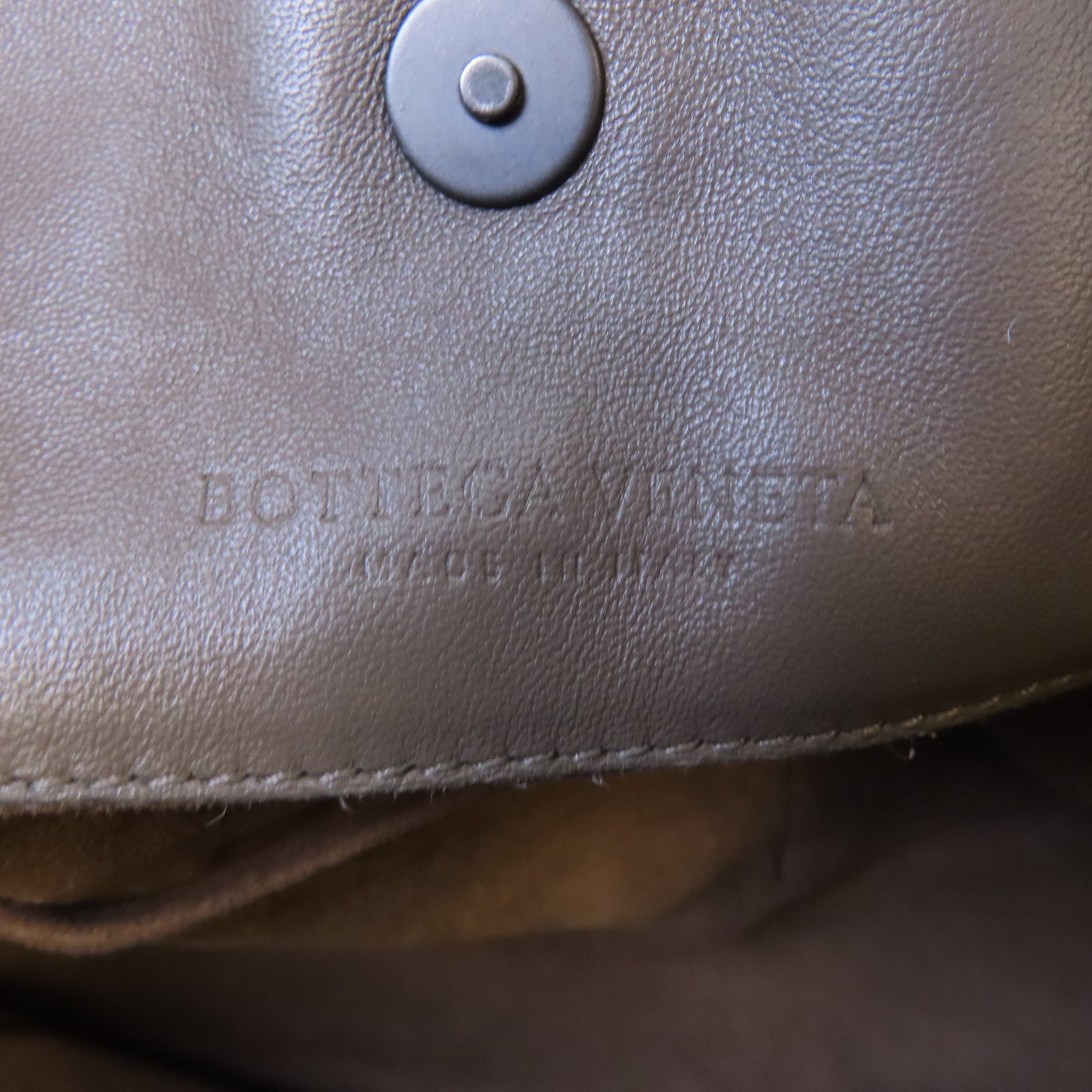 BOTTEGA VENETA 織紋皮革Shoulder Bag黑扣鏈帶肩背袋啡色