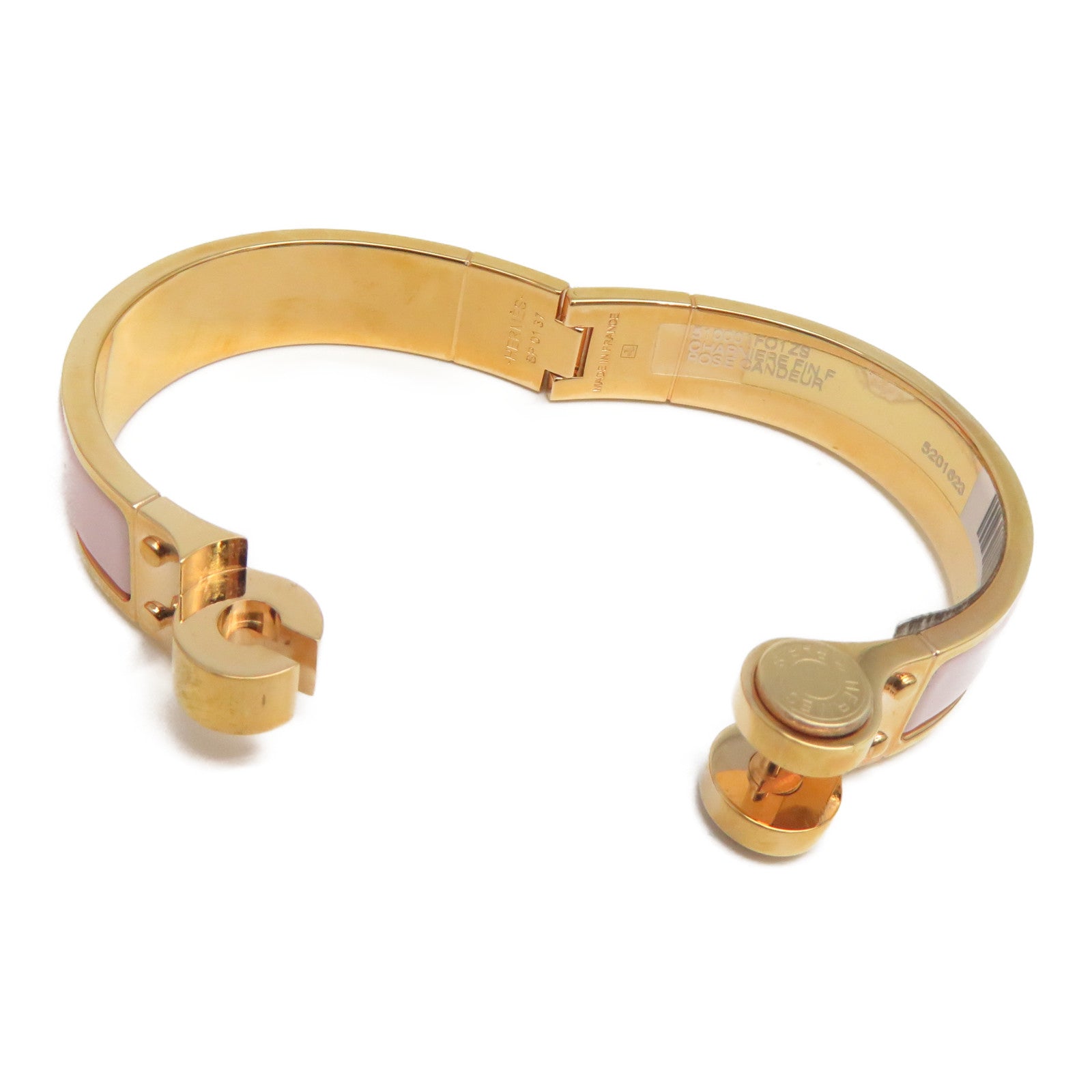 HERMES 金屬Bangle/Bracelet金扣手鐲粉紅色