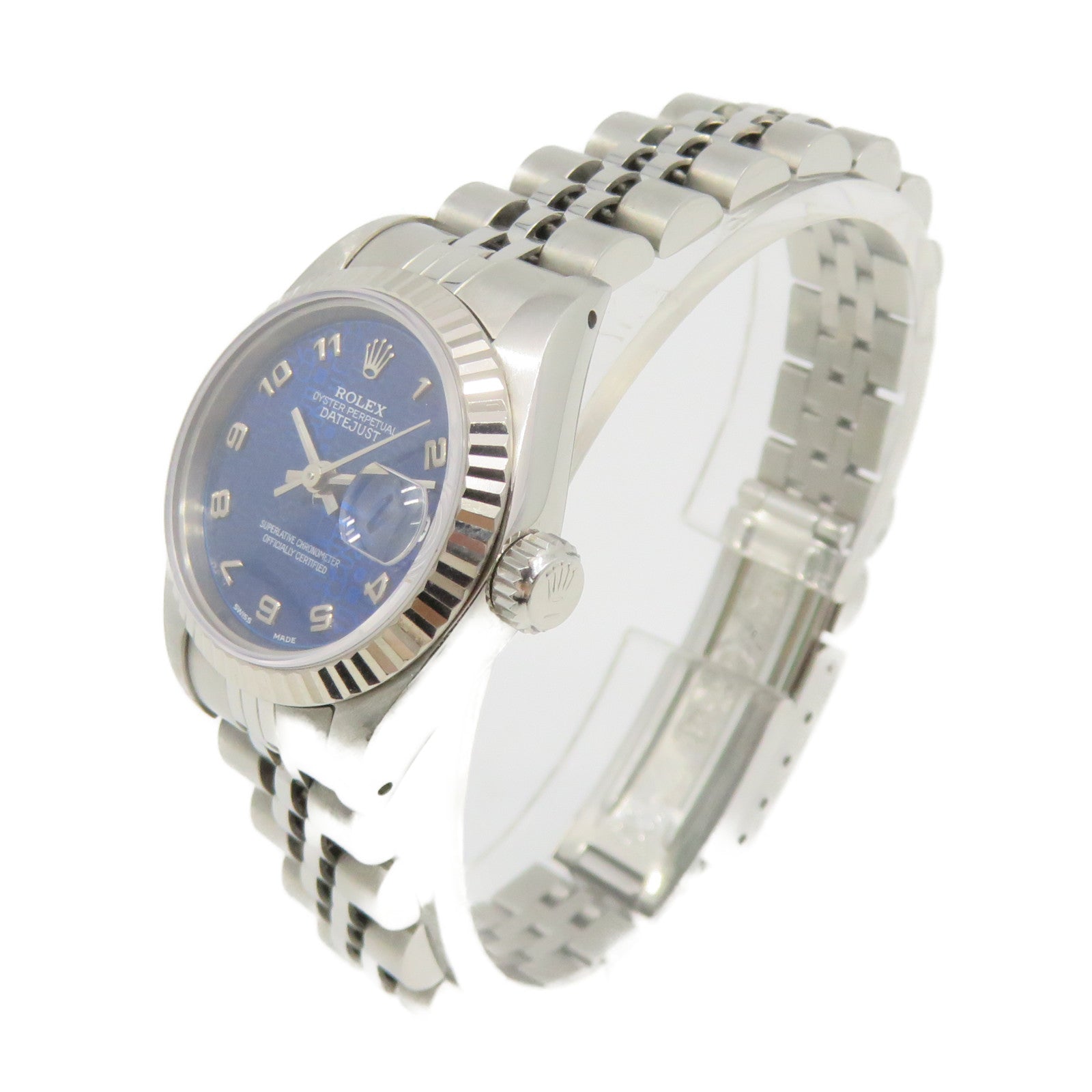 ROLEX 【激减优惠】Datejust 18K白金/不锈钢Watch自动机芯手表宝蓝色