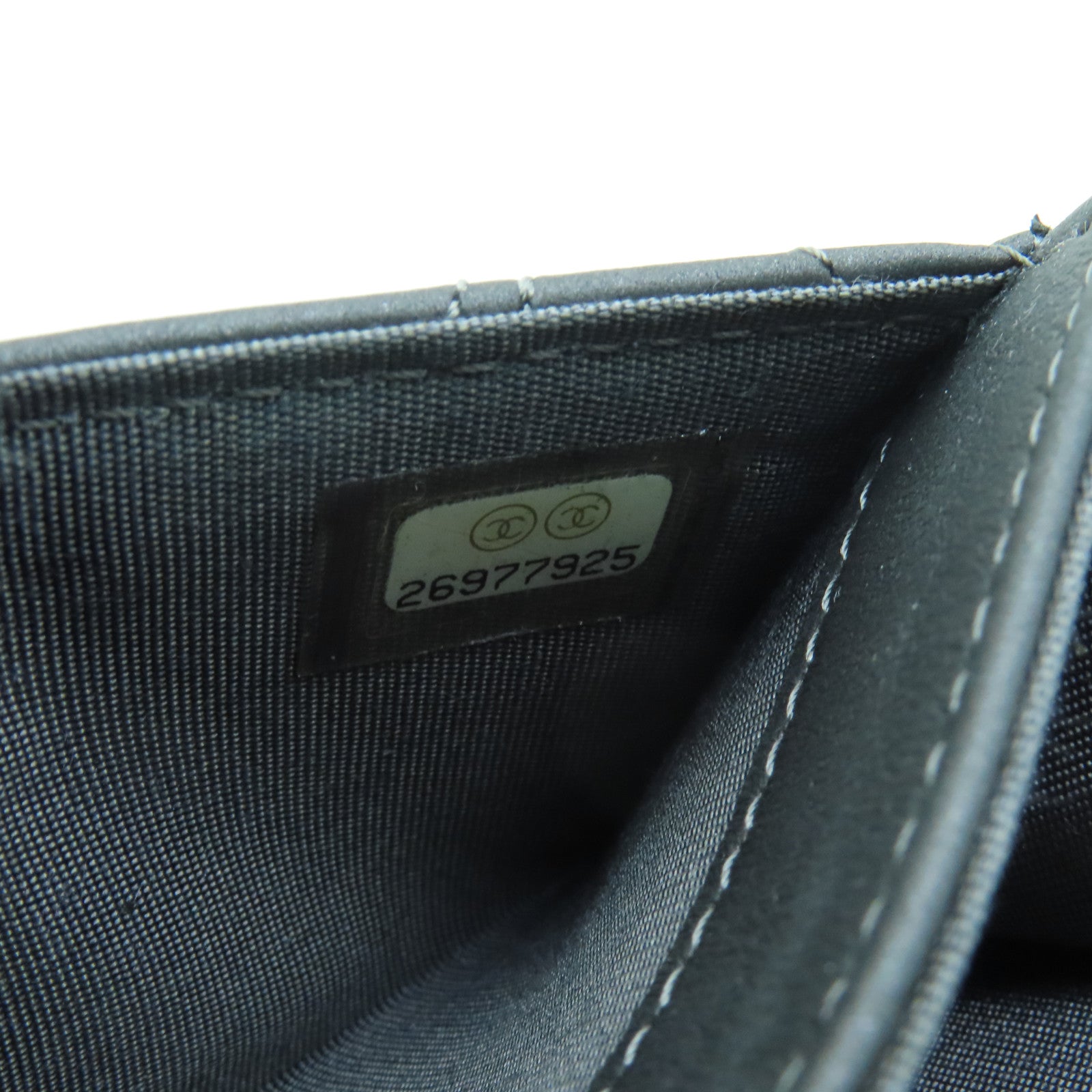 CHANEL 羊皮皮革Card Case銀扣卡片套灰色