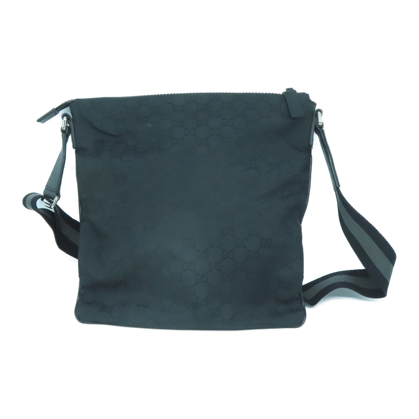 GUCCI 尼龍Shoulder Bag銀扣肩背袋黑色