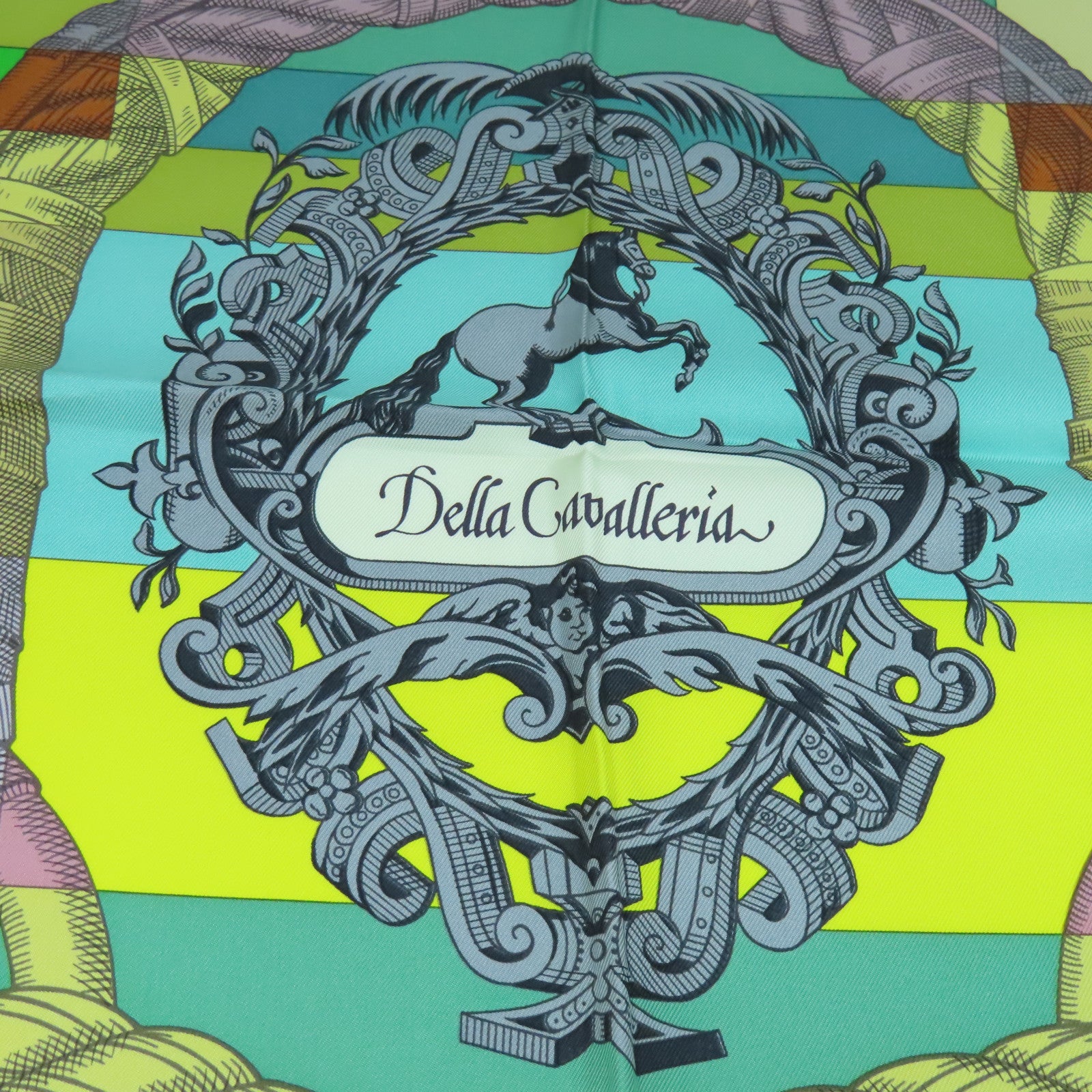 HERMES 絲質Scarf 90x90絲巾黃色/多色