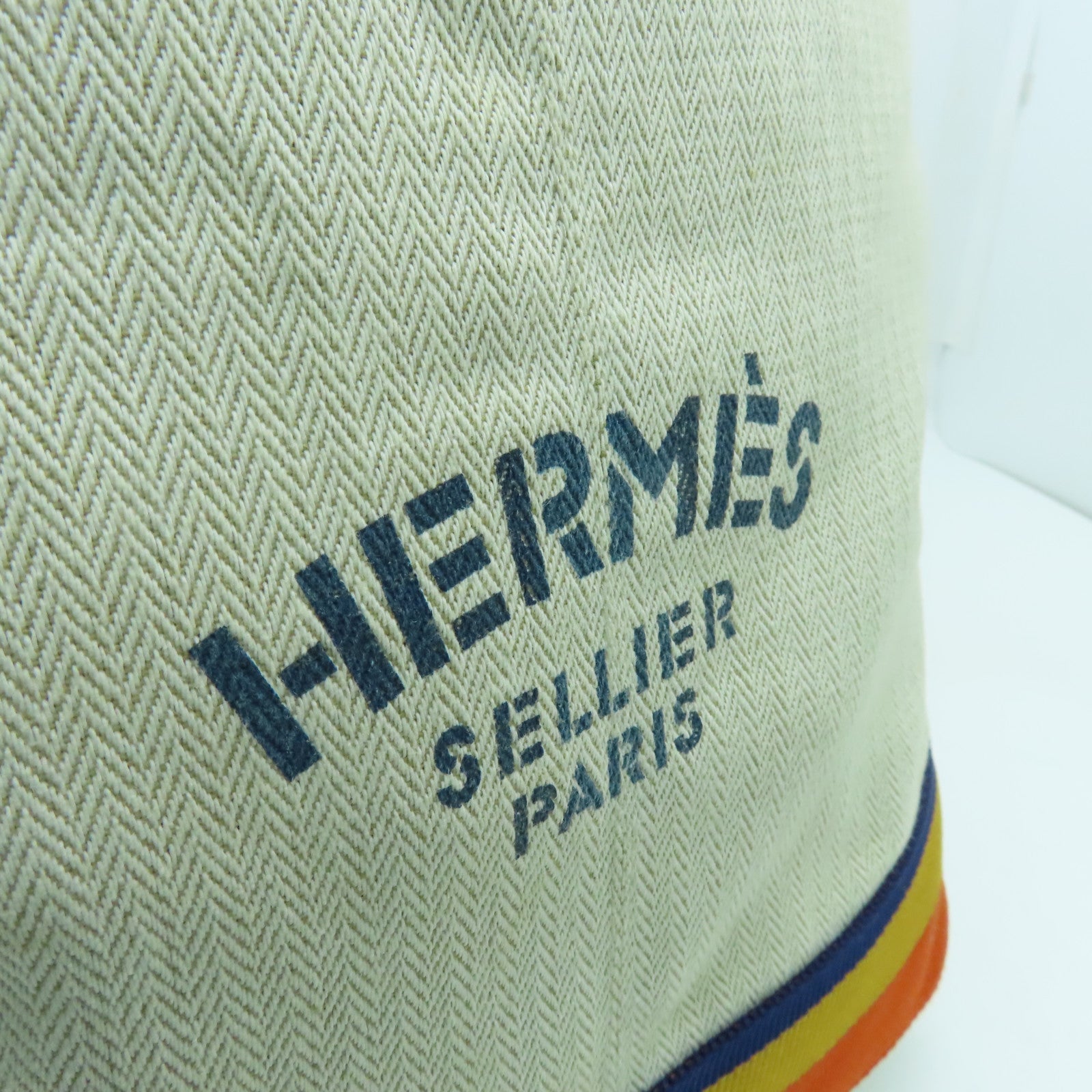 HERMES 帆布Backpack銀扣背包米色