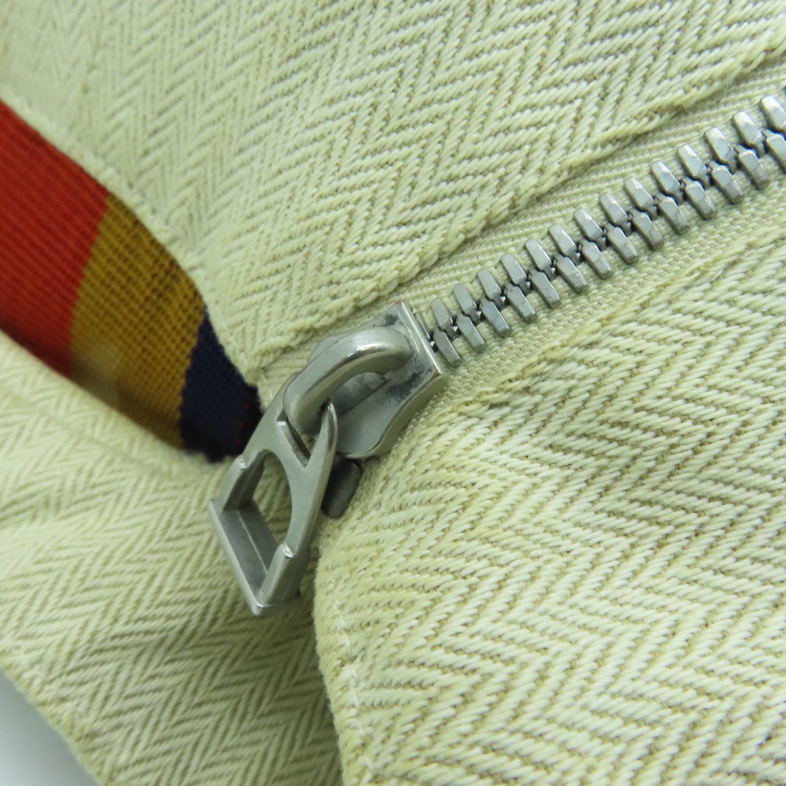 HERMES 帆布Backpack銀扣背包米色