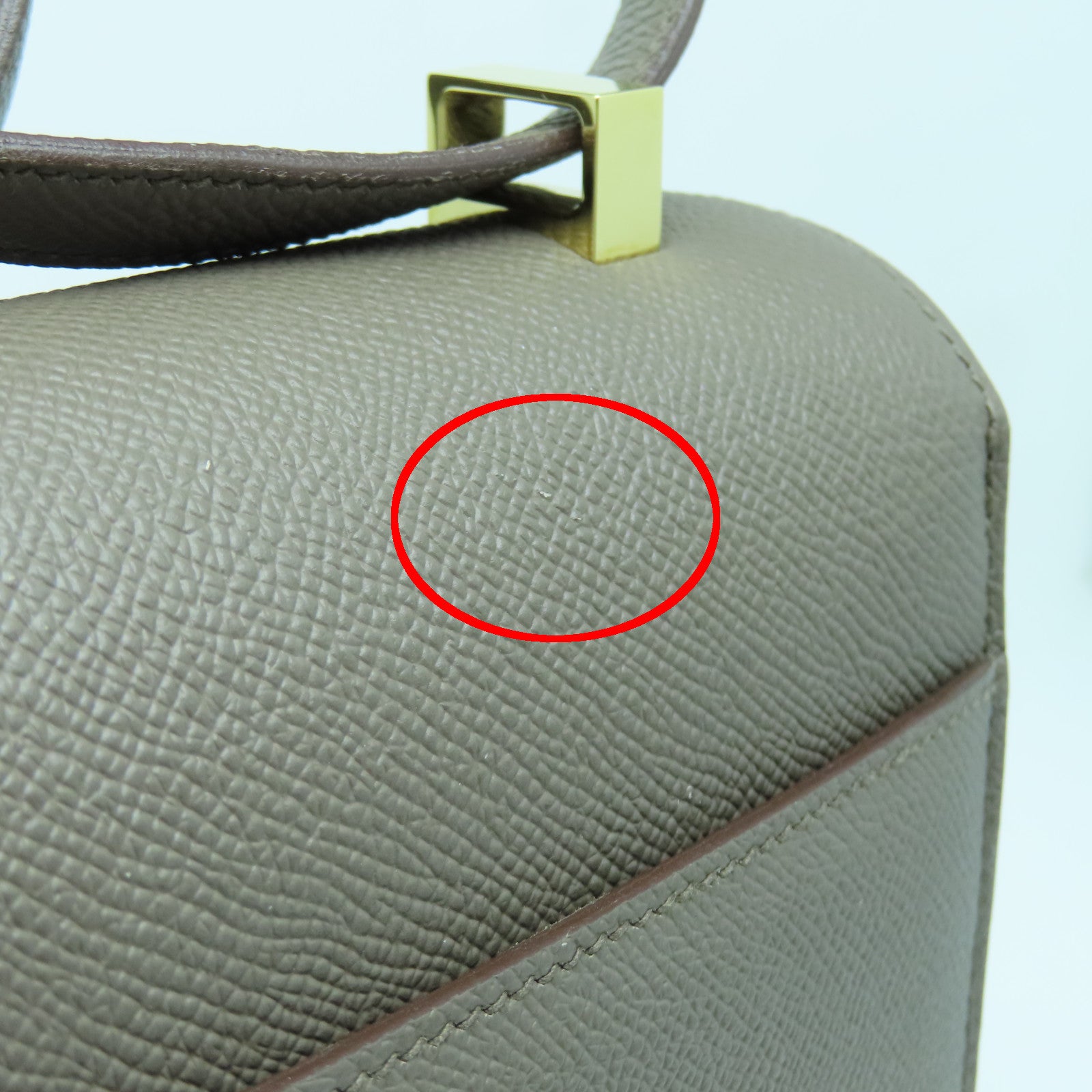 HERMES Veau Epsom皮革Verrou 23金扣肩背袋锡灰色