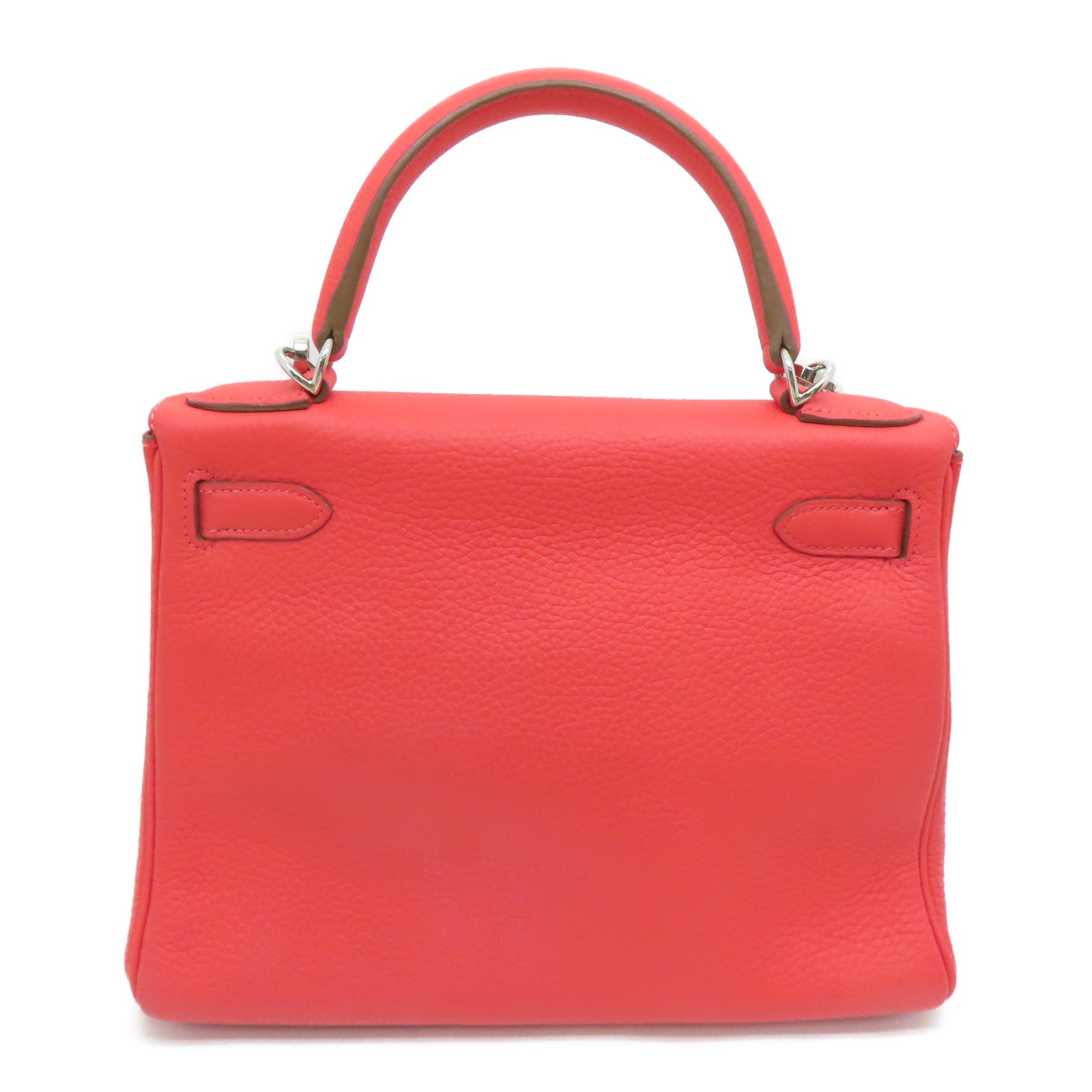 HERMES [Sharp Discount] Clemence Leather Kelly 28 Silver Buckle Hand Bag Pink/Rose Jaipur